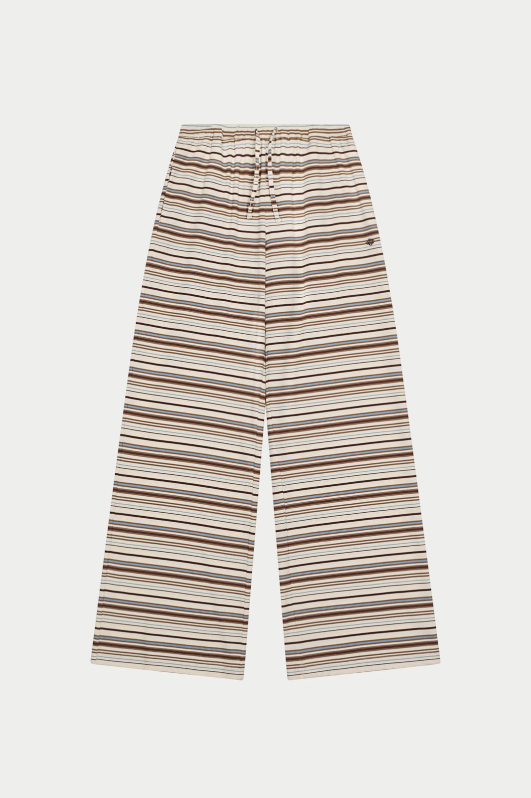 STRIPE WIDE LEG TROUSERS - BEIGE