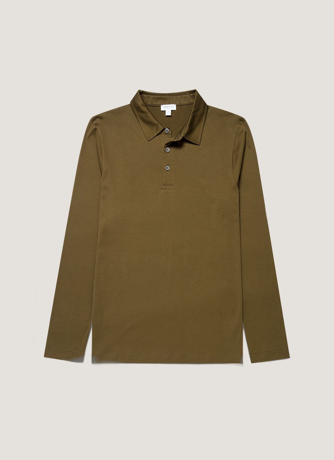 Men's Long Sleeve Classic Jersey Polo Shirt in Loden Green
