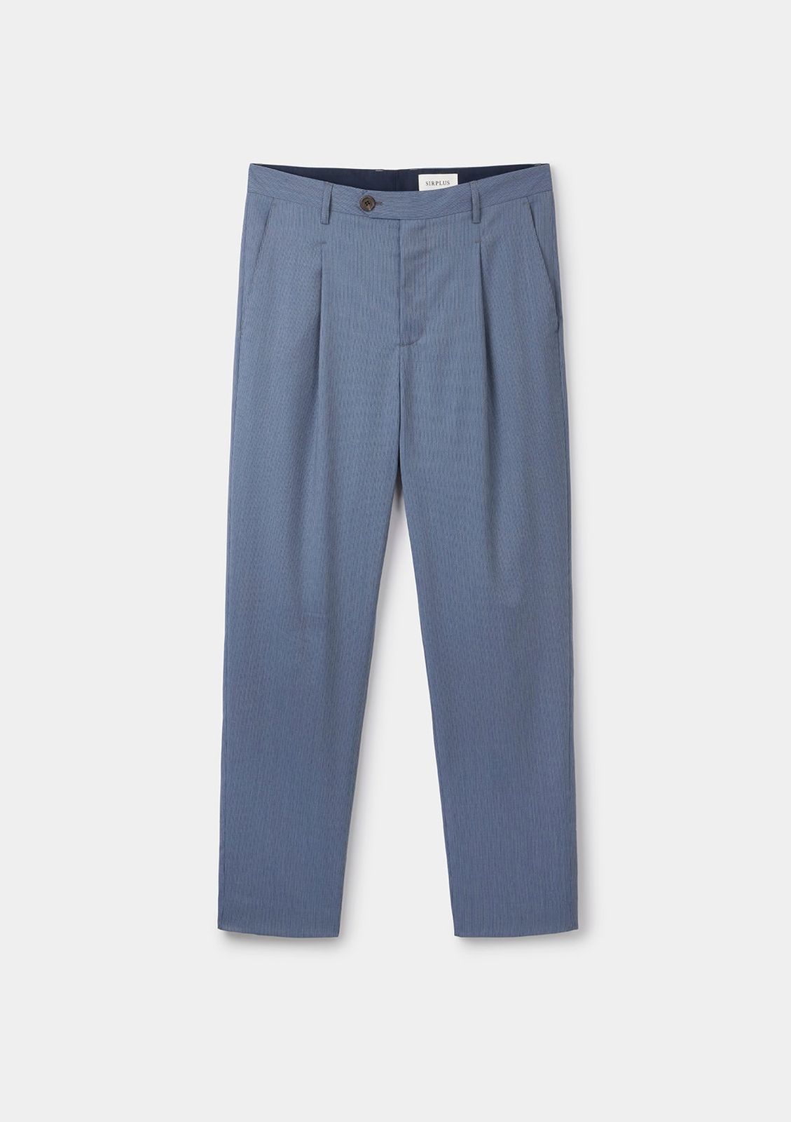 Blue Stripe Tropical Wool Pleated Trousers