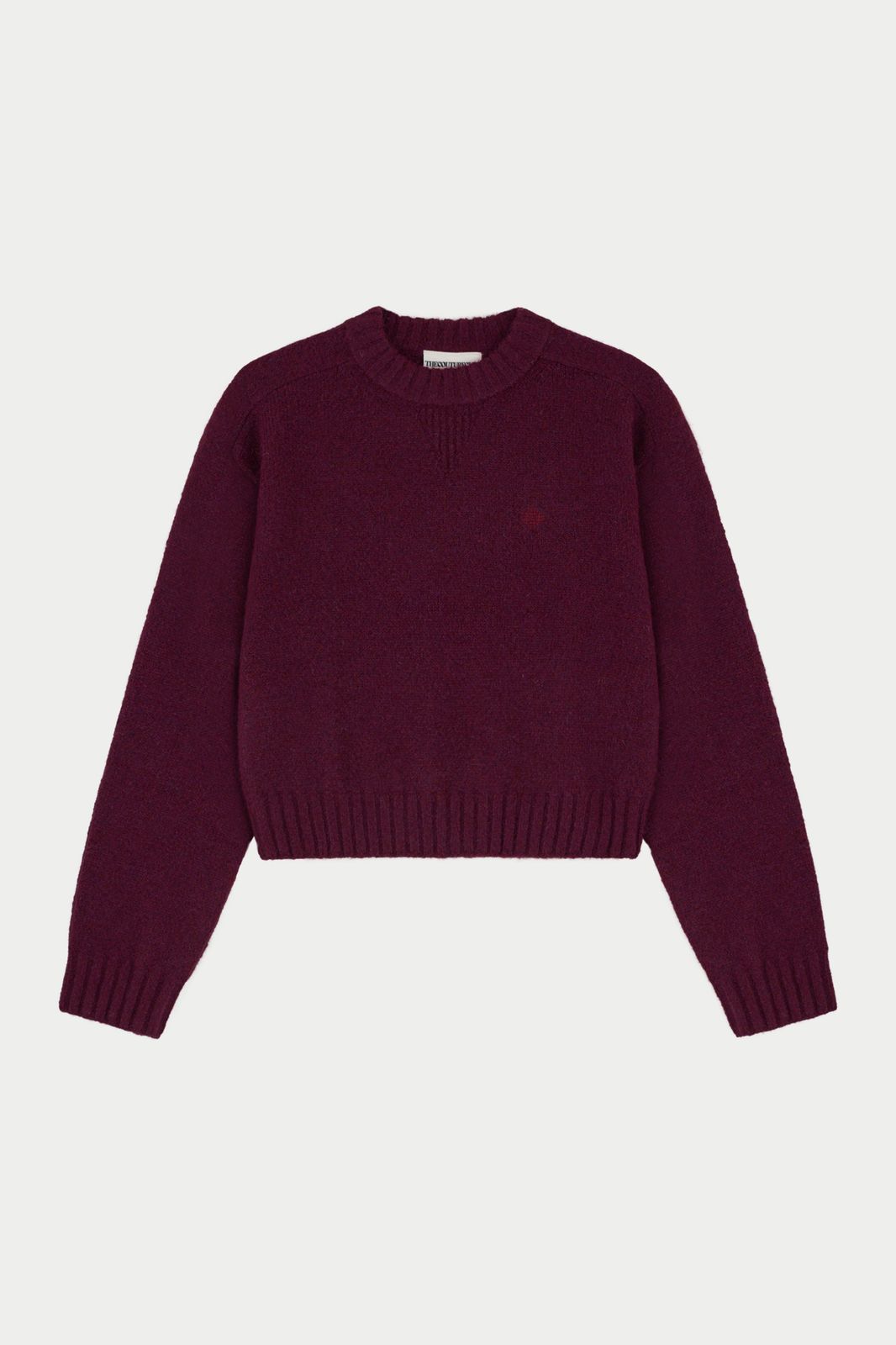 EMBLEM EMBROIDERED KNITTED CREW - PLUM