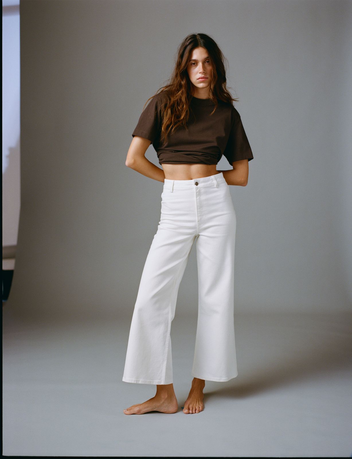 Stevie Jeans: Cropped Flare Leg - High Waist, White
