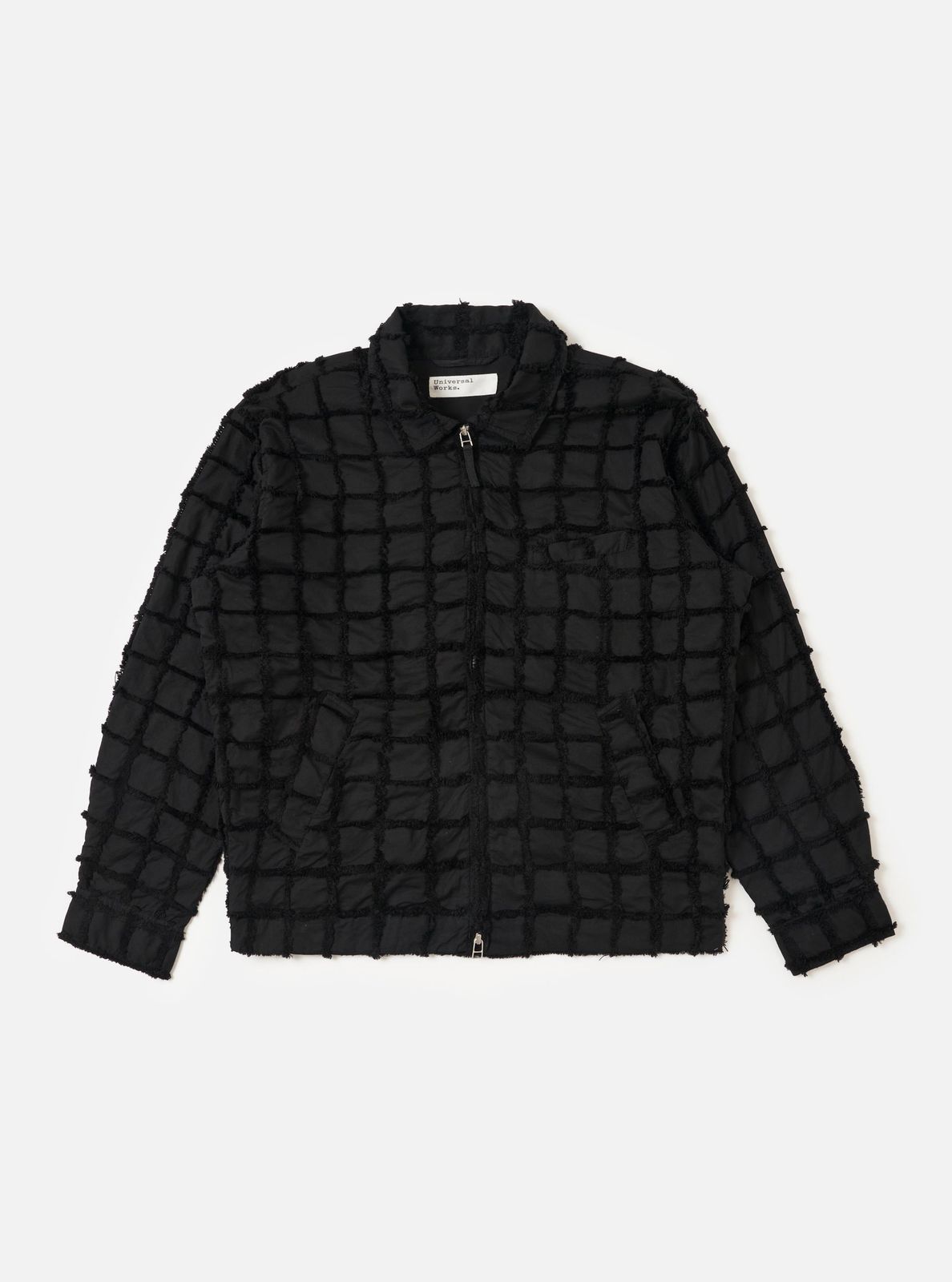 Black 3D Check Windcheater Jacket