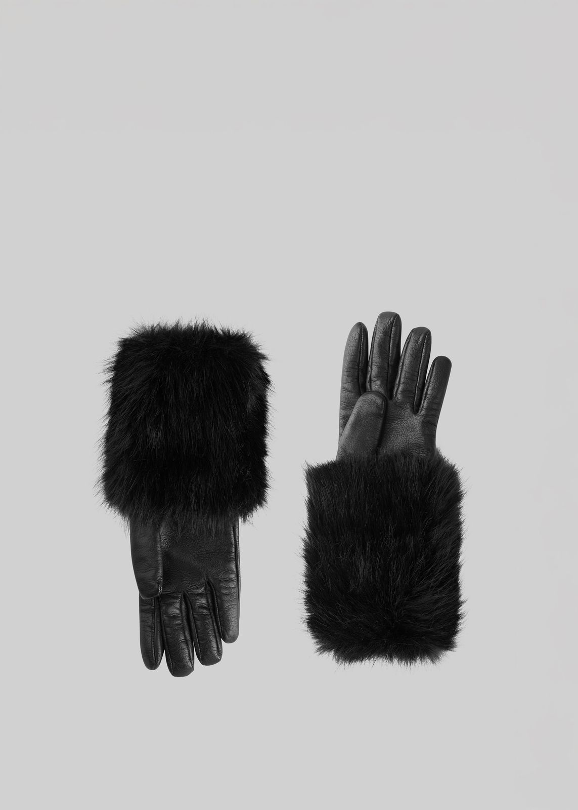 Clara Faux Fur Short Gloves - Black