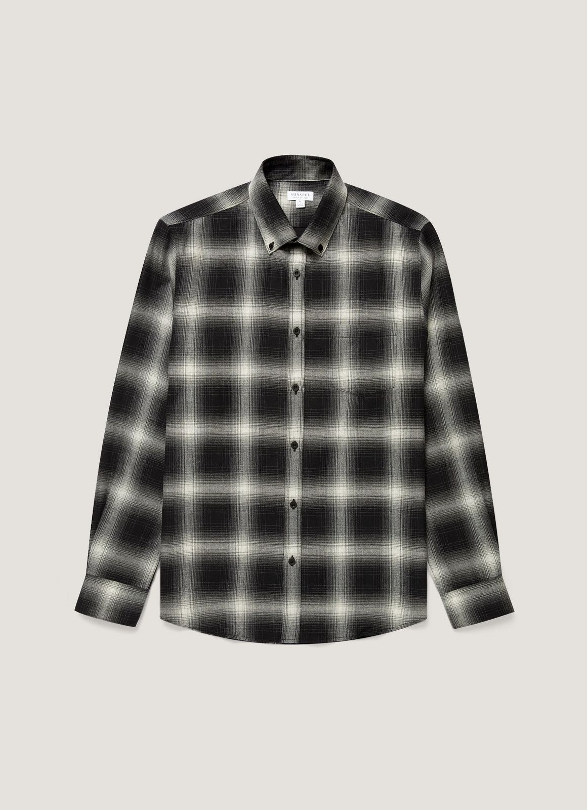 Men's Button Down Flannel Shirt in Black Melton Check