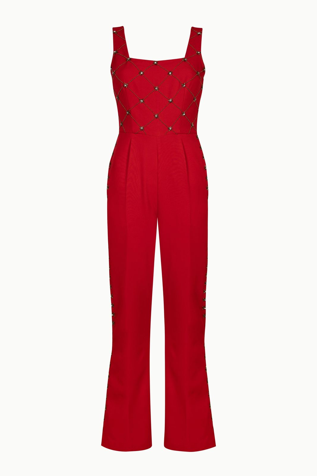 Madeline Embellished Red Jumpsuit