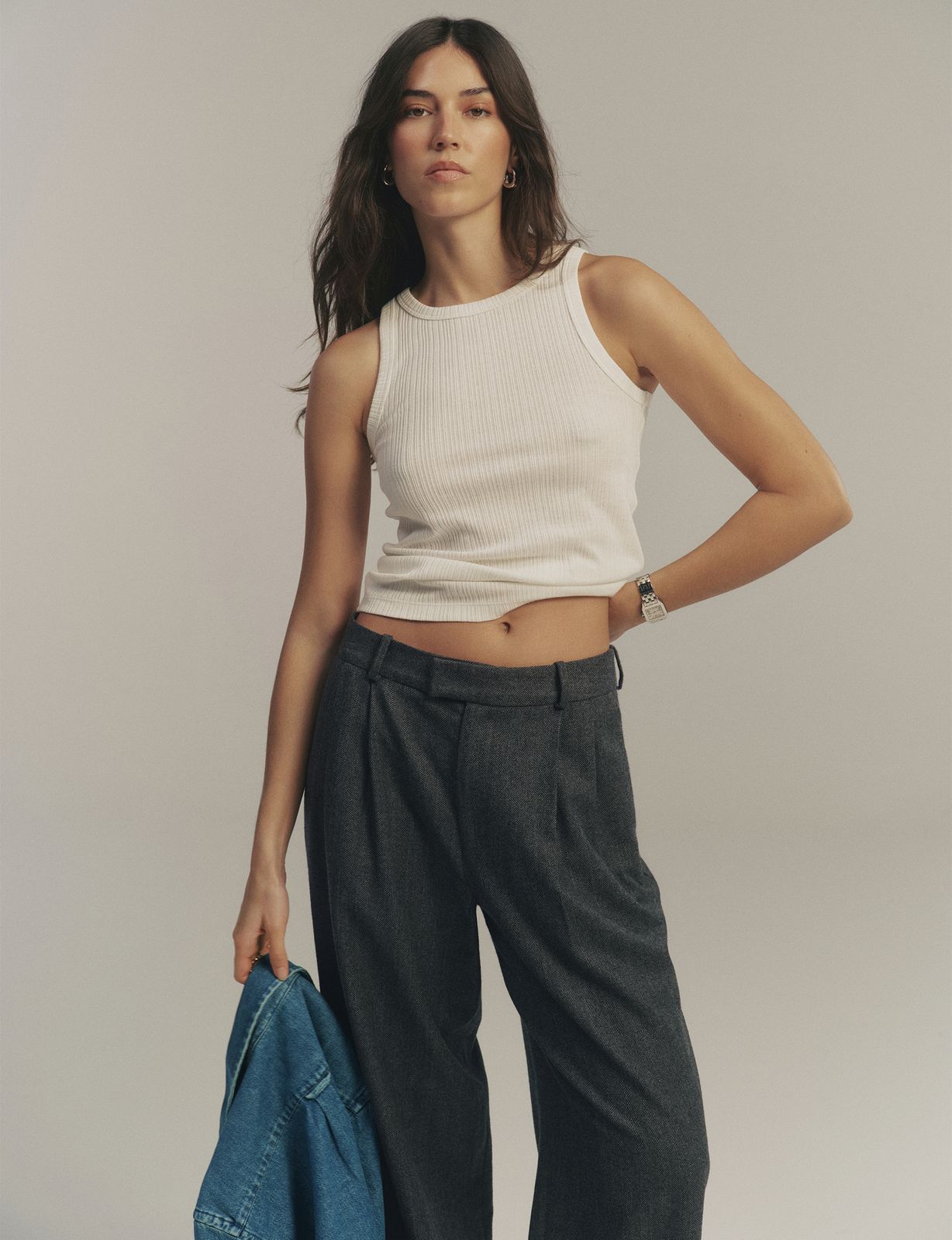 Carnaby Tank: Cotton Textured Rib, Off-White