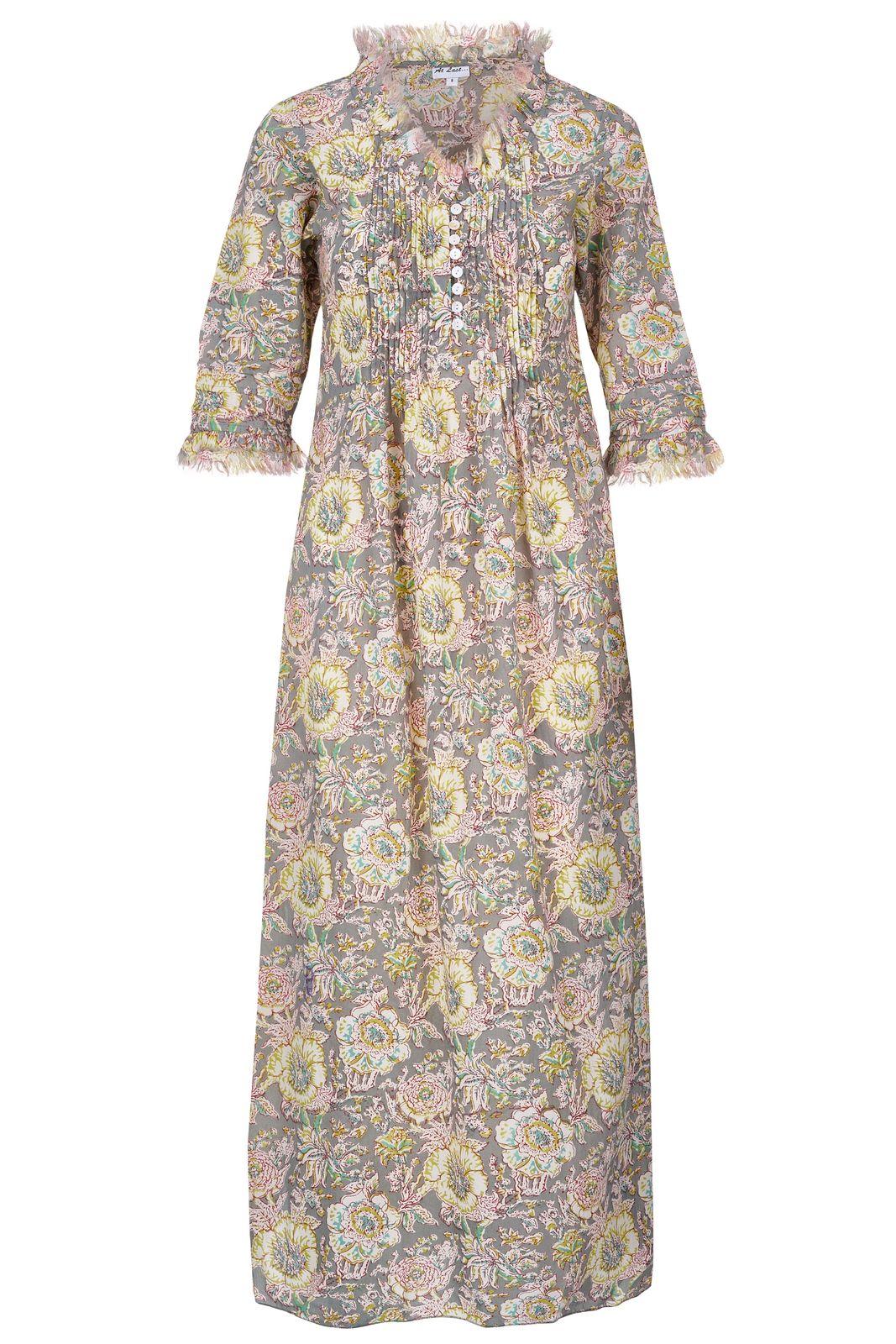 Cotton Annabel Maxi Dress In Dove Grey Floral