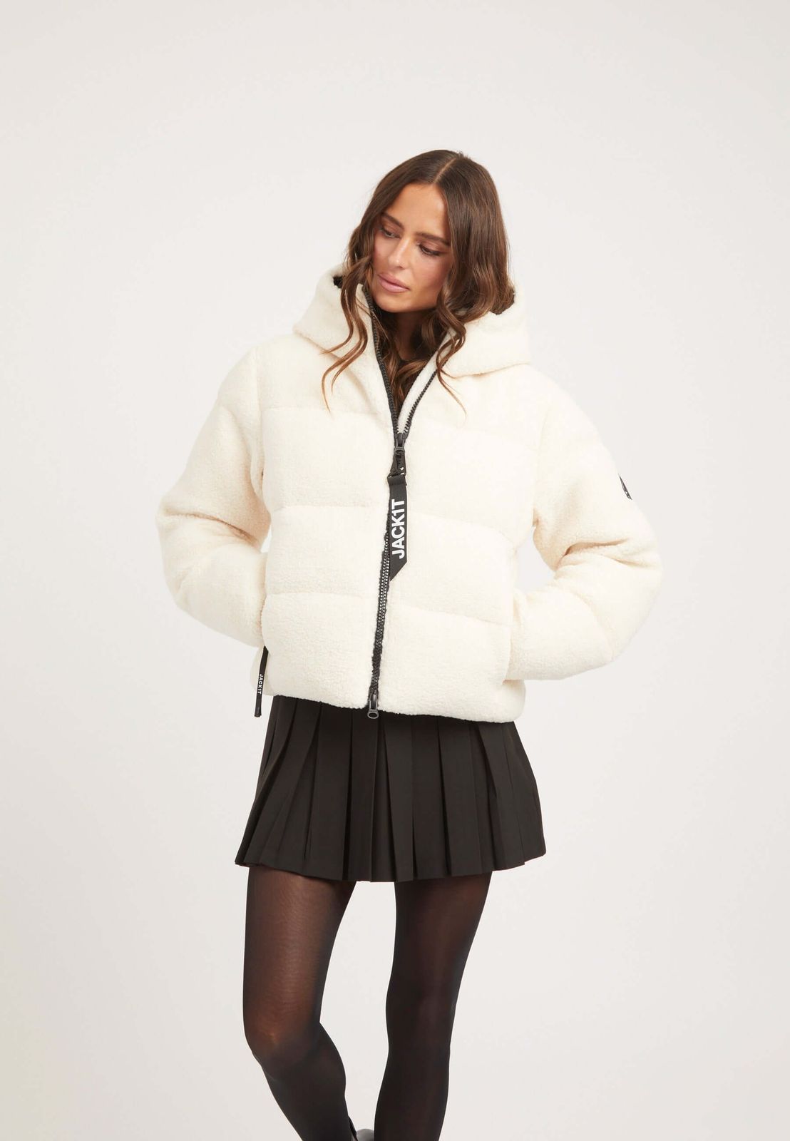 EZ Sherpa Cropped Jacket Ecru