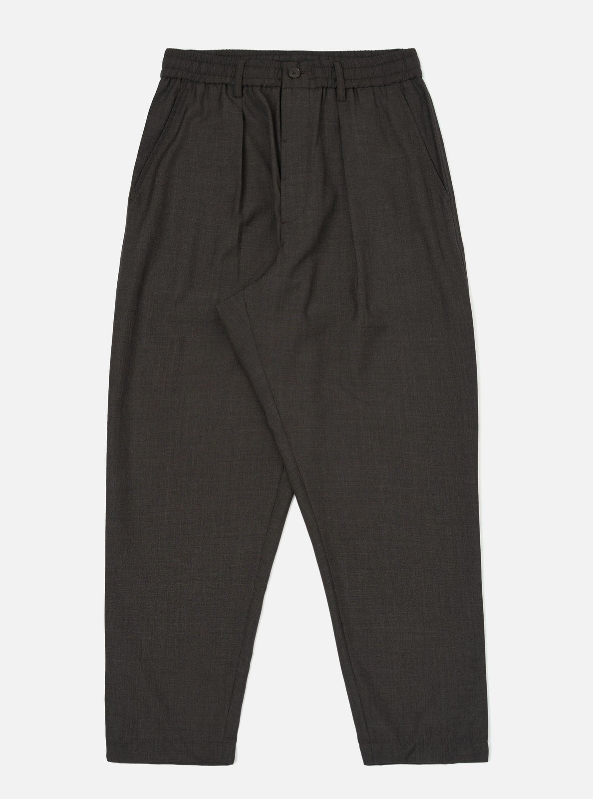 Brown Marl Tropical Suiting Pleated Track Pant