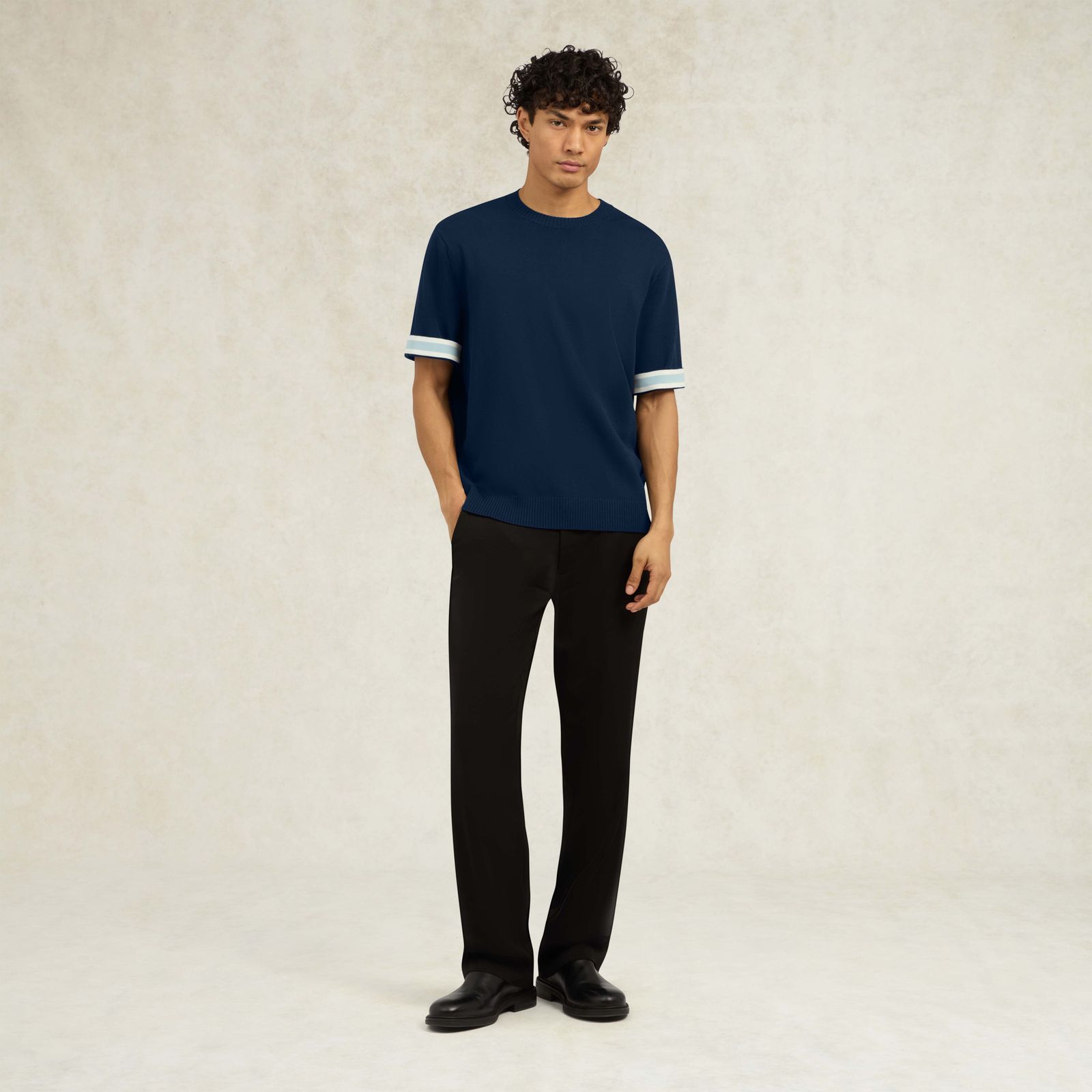 Baller Knitted T-Shirt - Navy