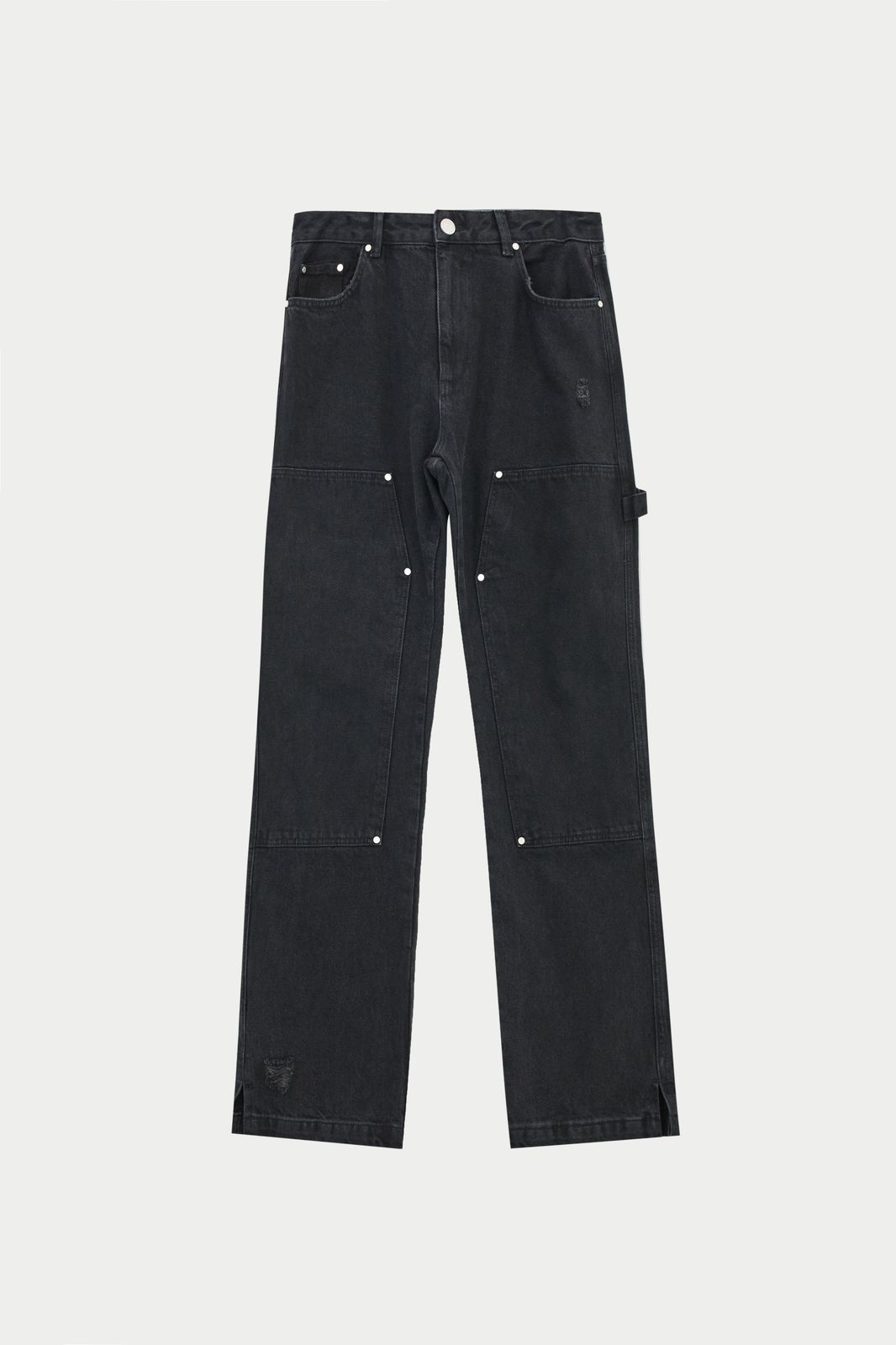 DENIM RIVET DETAIL CARPENTER JEANS - BLACK WASH