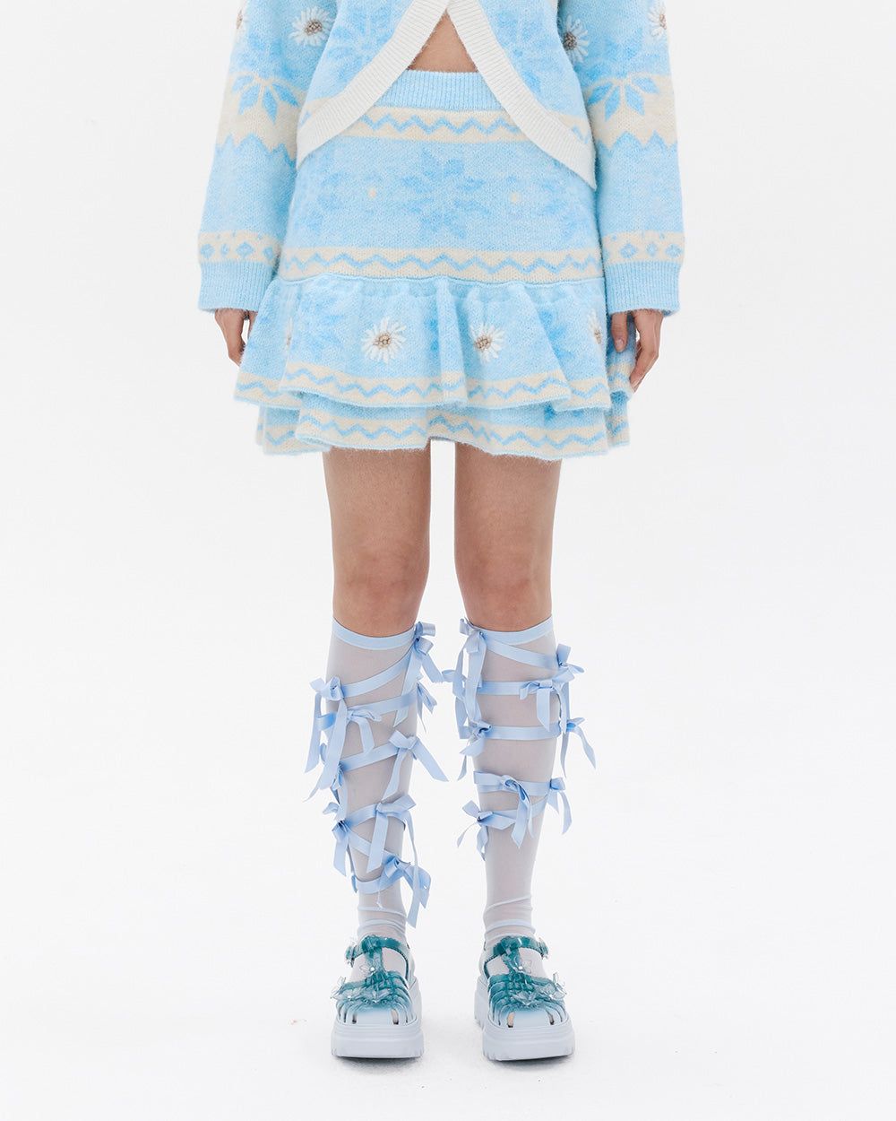 RECYCLED JACQUARD KNIT MINI SKIRT