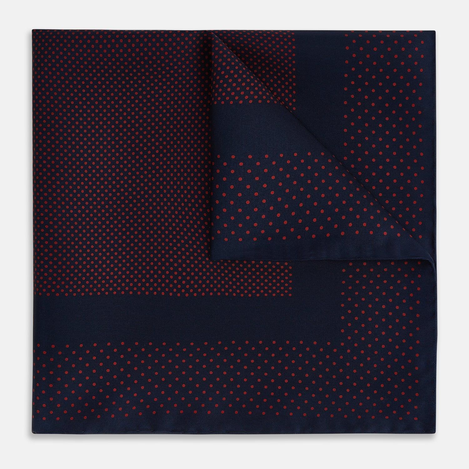 Navy and Red Dot Silk Pocket Square