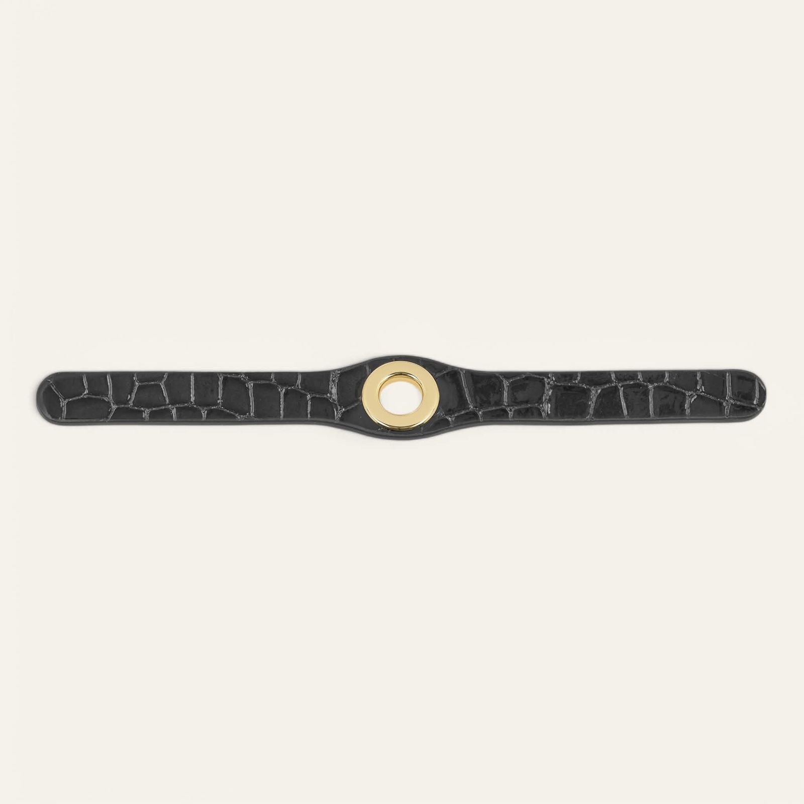 Deco Classic | Black Patent Croc with Gold hardware