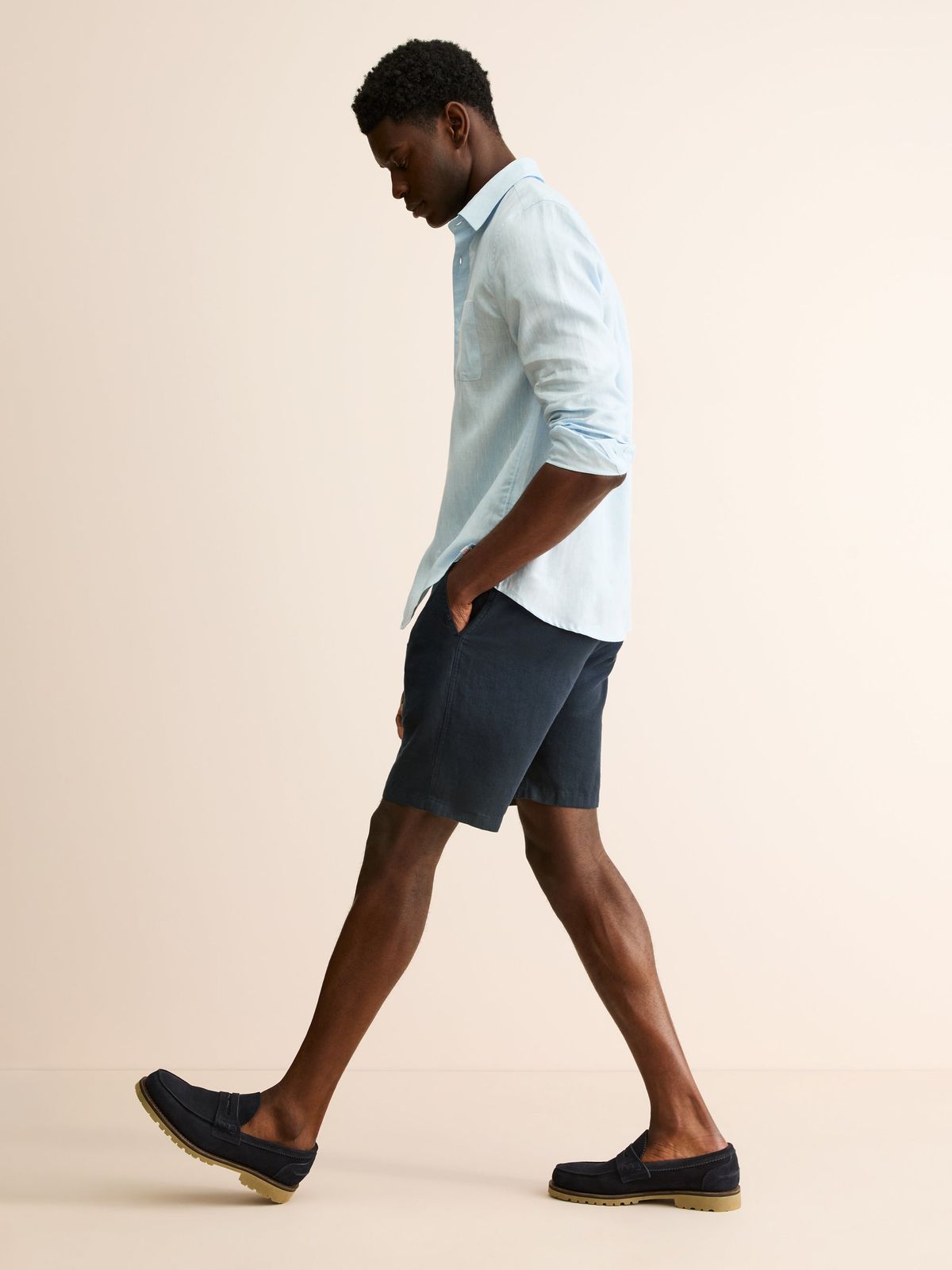 Vienna Linen Shorts Navy Blue