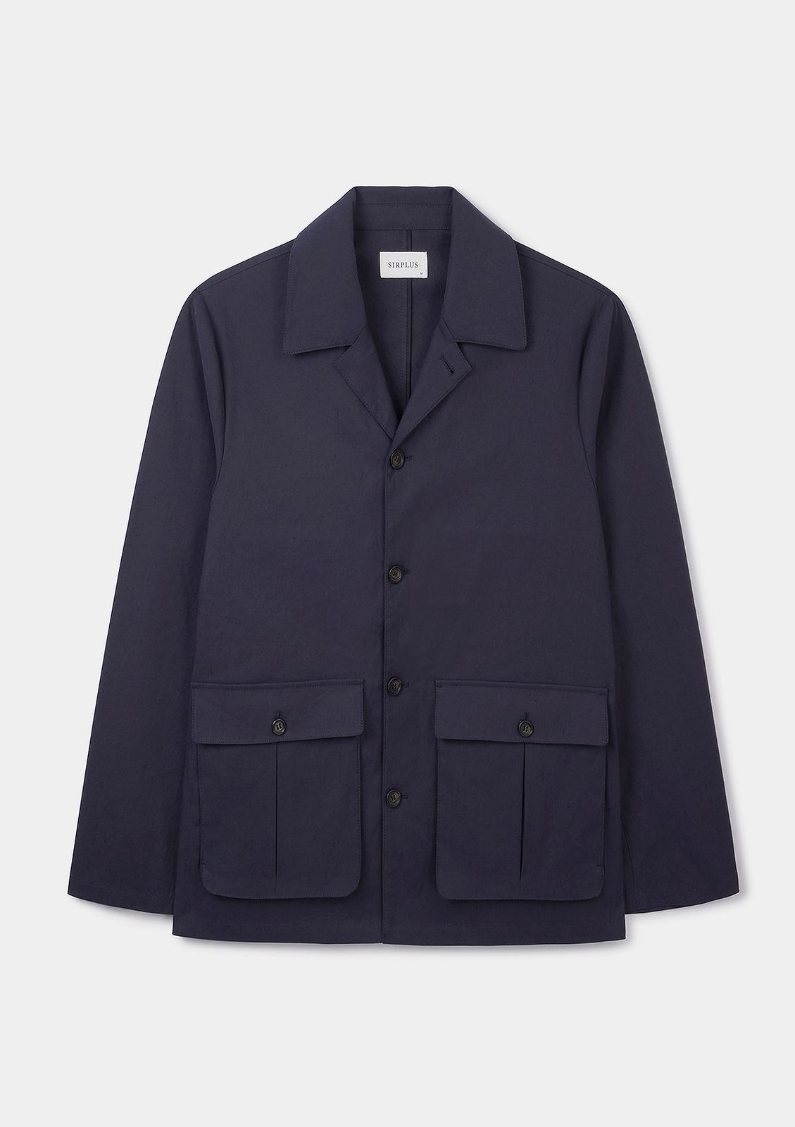 Navy Linen Blend Flap Pocket Jacket