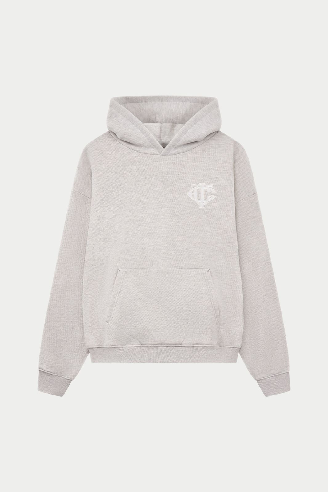 HEAVYWEIGHT MONOGRAM APPLIQUE EMBLEM HOODIE - GREY MARL