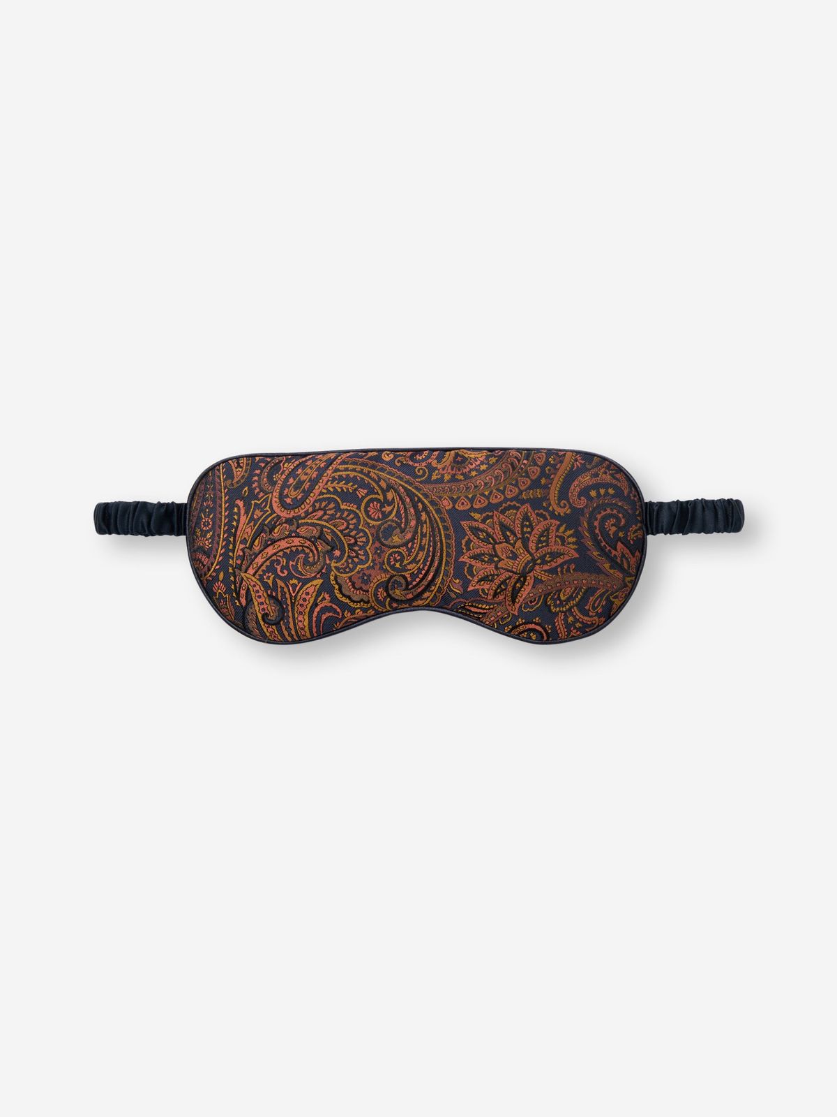 Verona Silk Jacquard Eye Mask Navy & Antique Gold Paisley