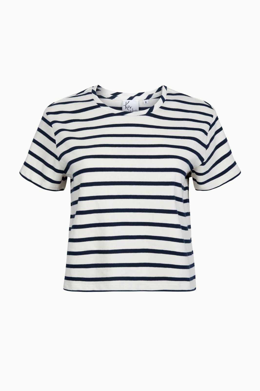 The Box Navy Striped T-shirt made from Deadstock Fabrics