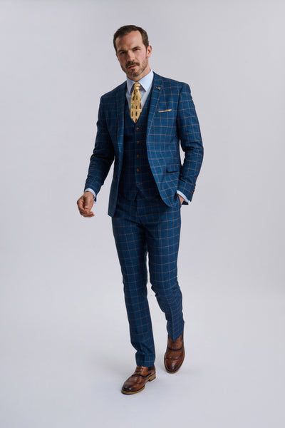 Hamleys Men's Navy Check Three Piece Suit