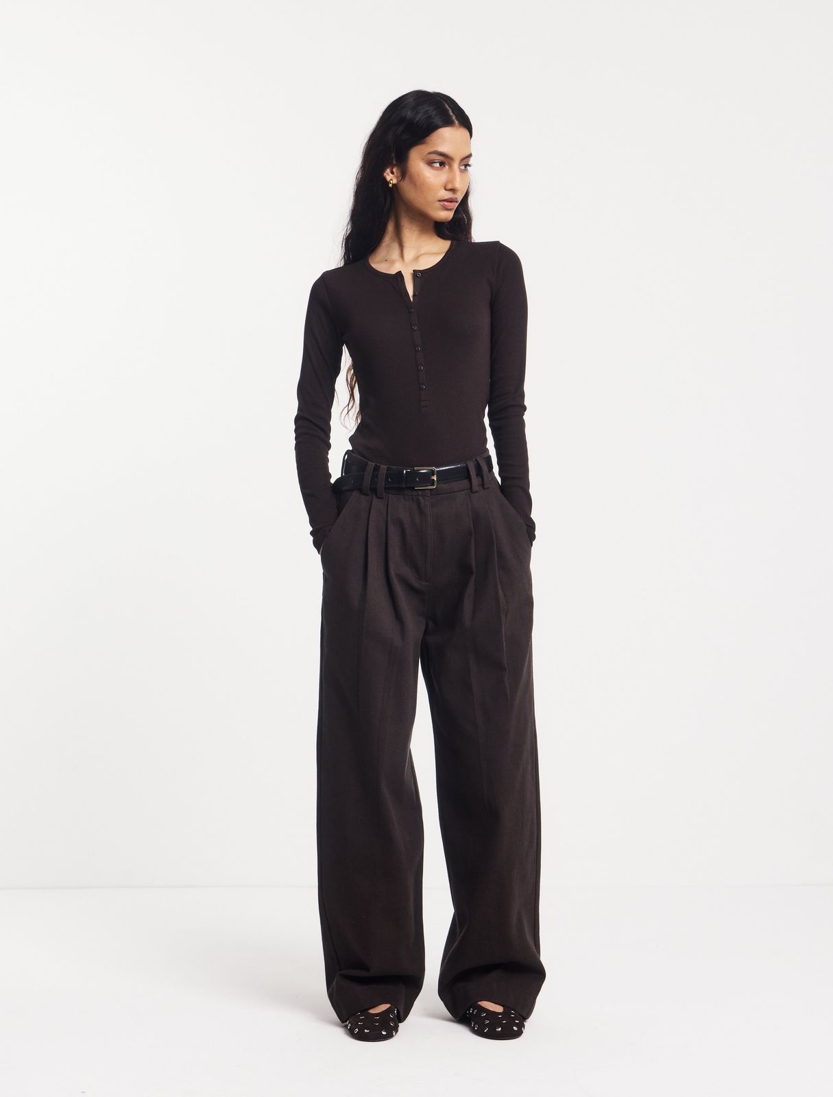 Organic Cotton Denim Trousers in Bitter Chocolate