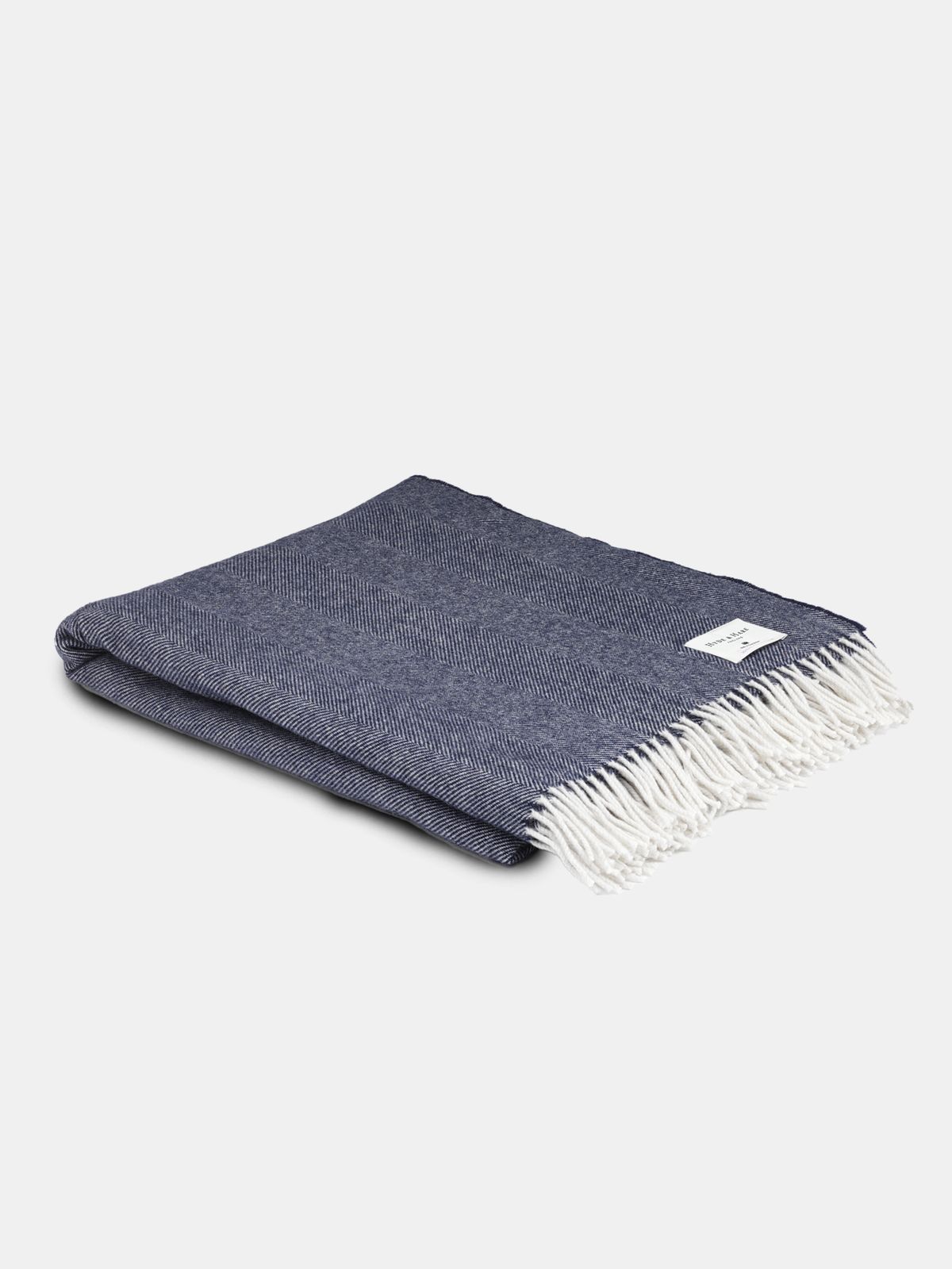 The Kilbarn Lambswool Throw - Navy Herringbone