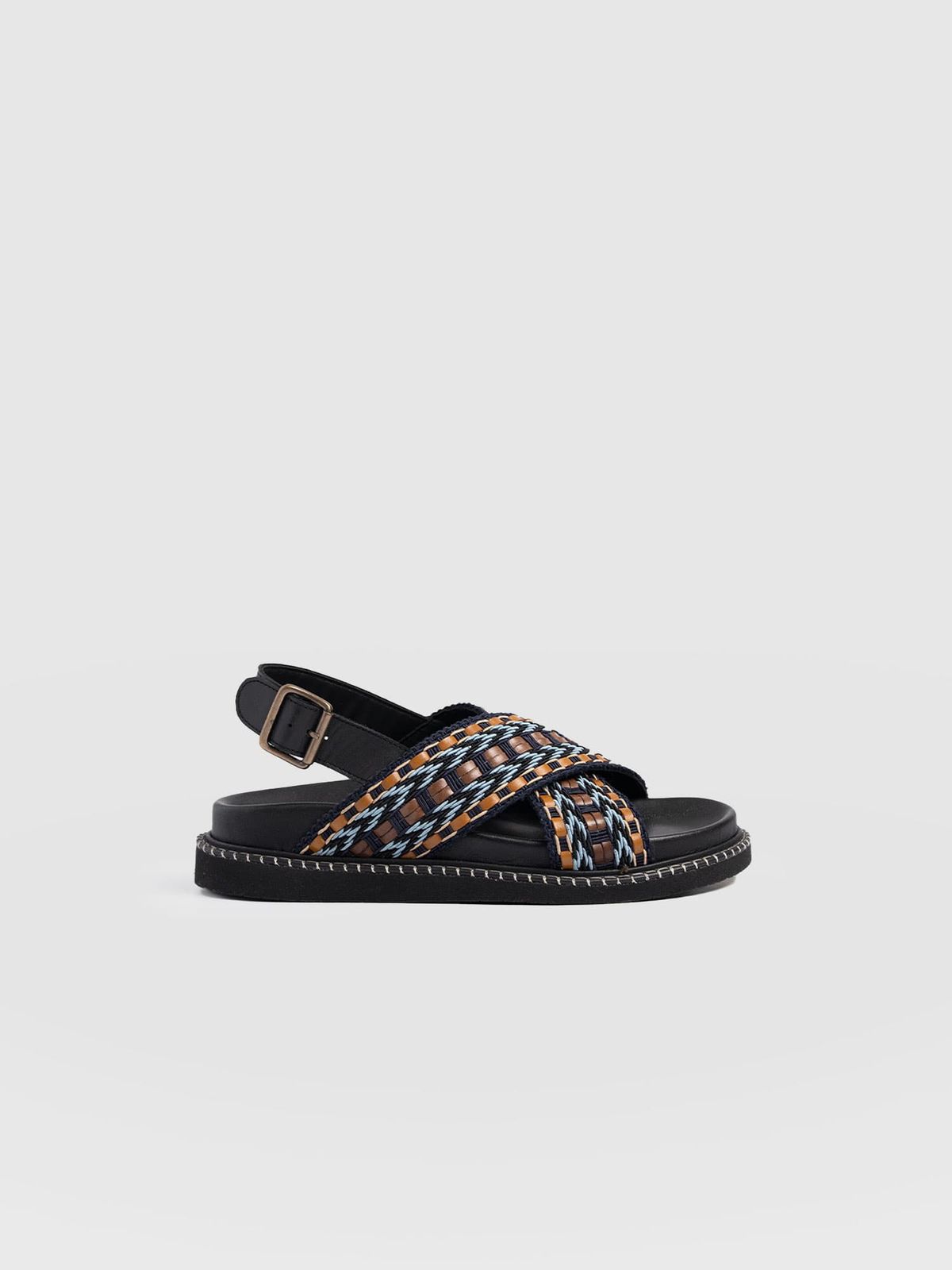 Bonnie Cross Over Sandals - Blue/Brown