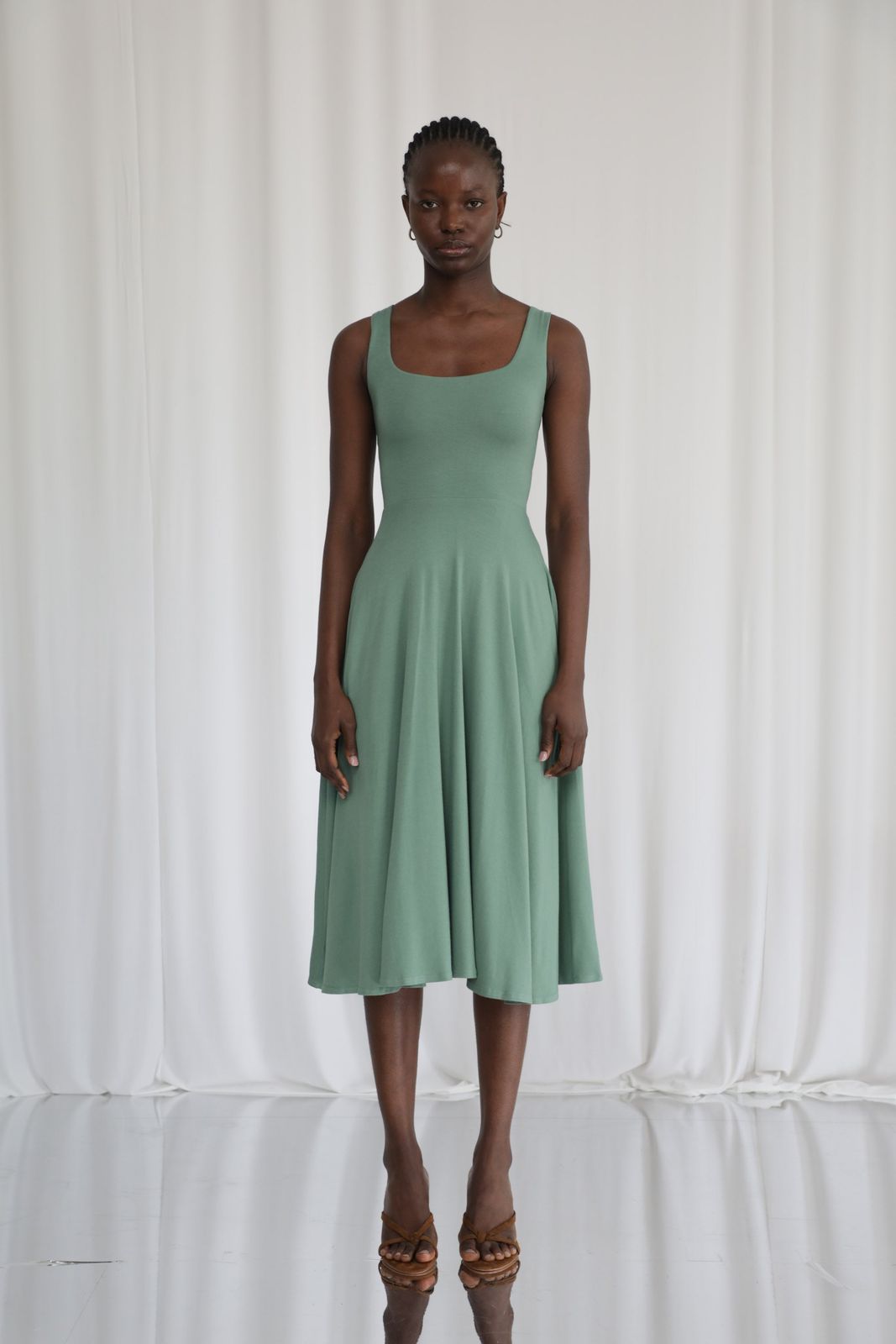 Juni Reversible Neckline Midi Dress