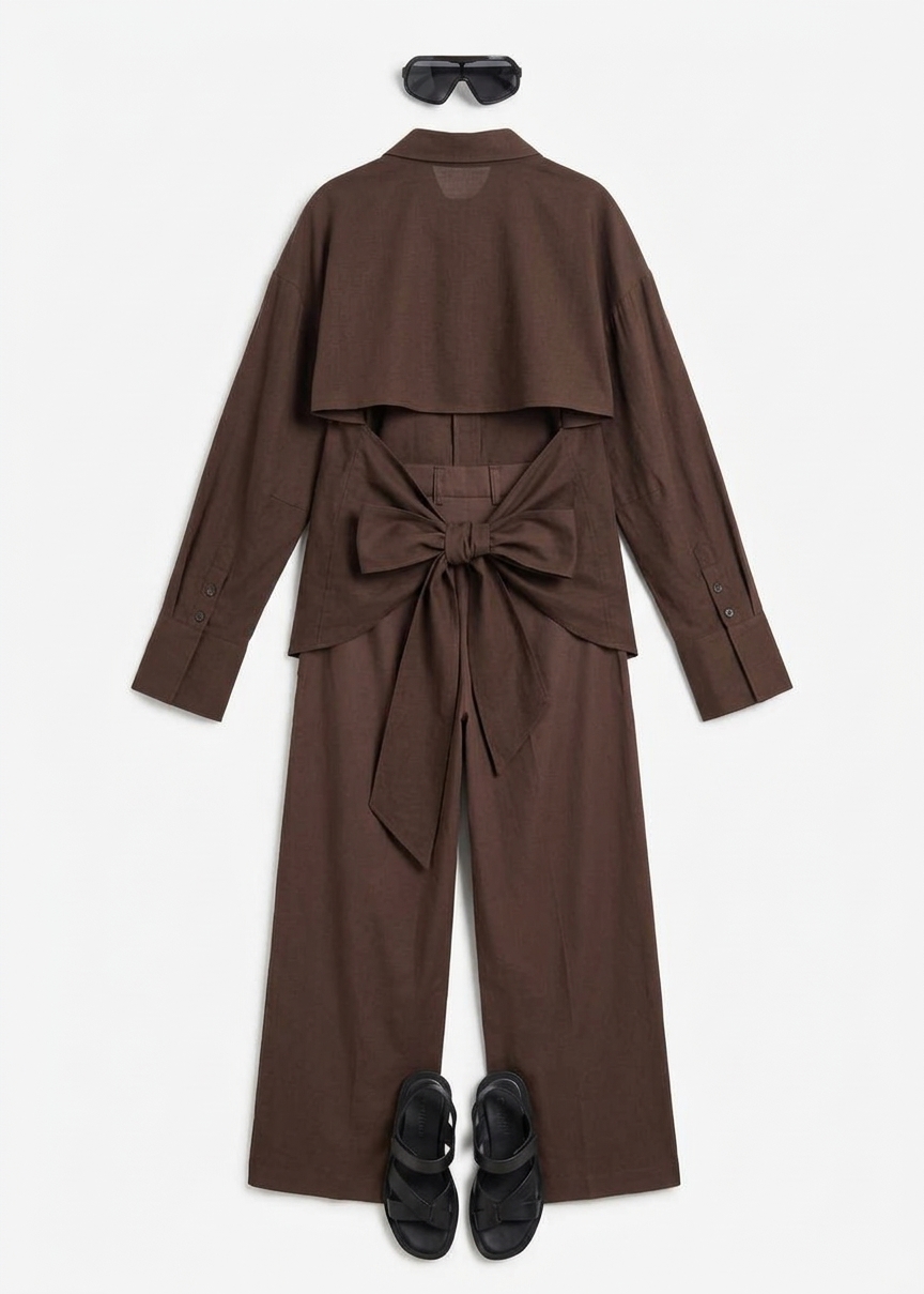 Velia Cut-out Back Shirt - Brown