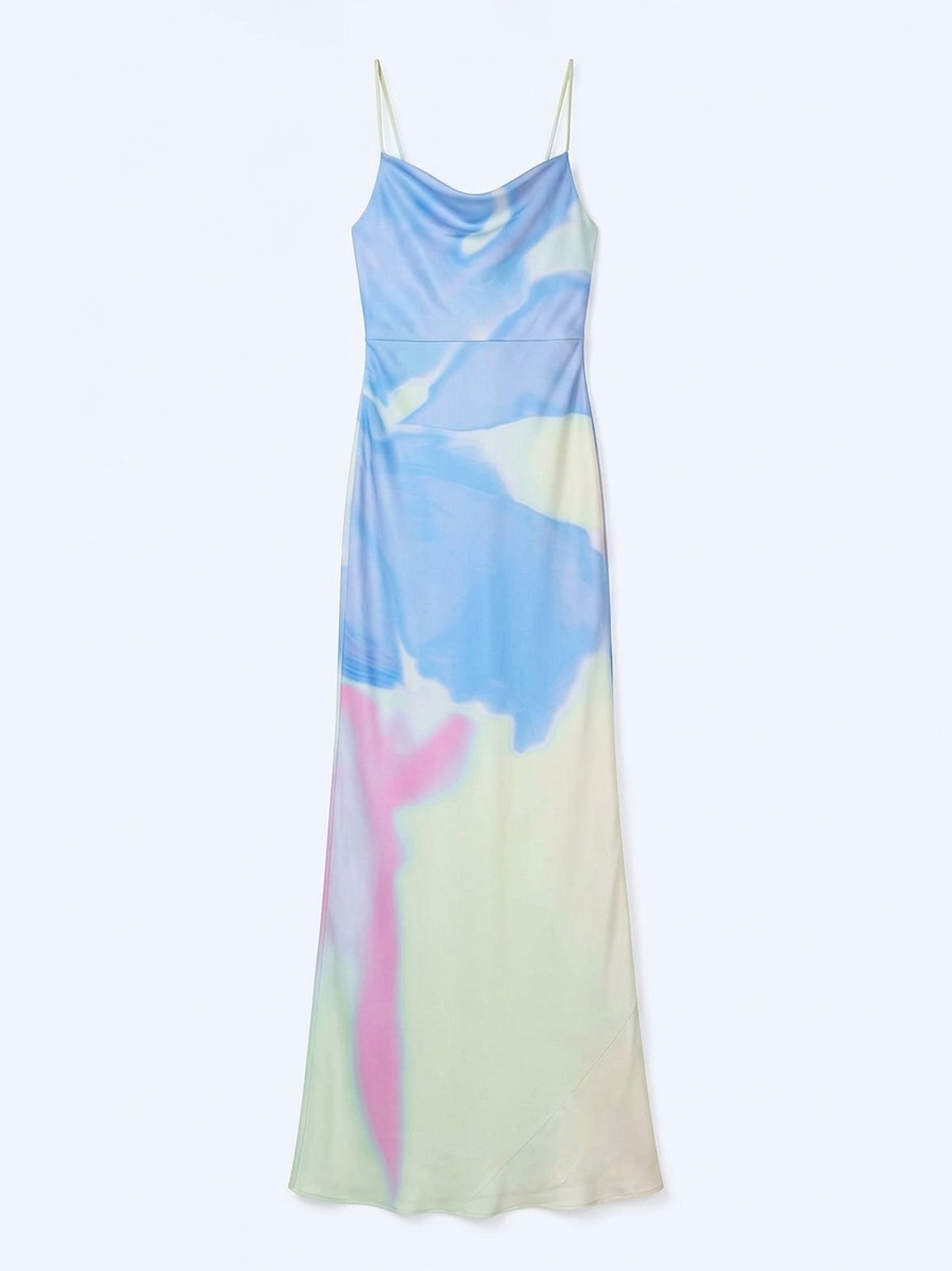 Ginny Dress In Mint Glitched Floral Placement