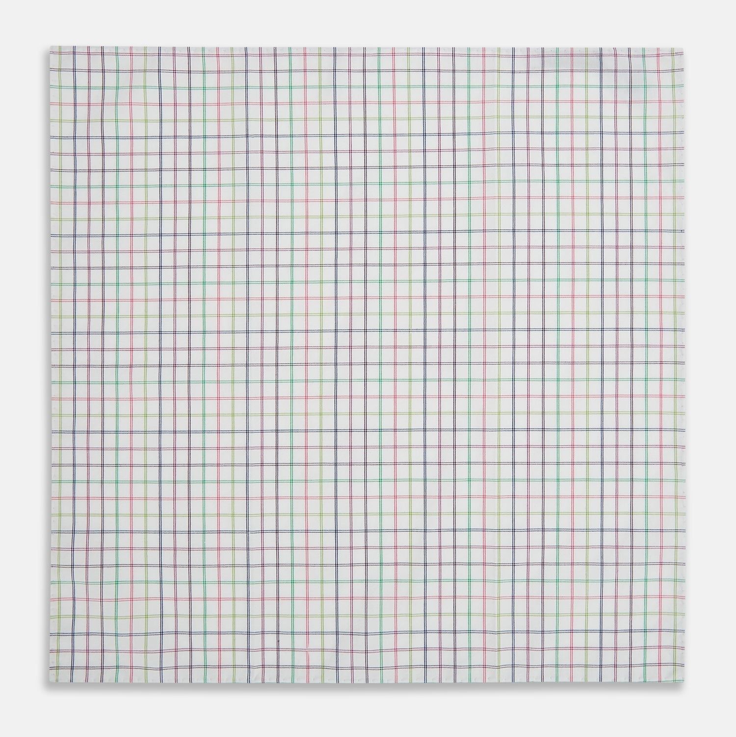 Green Multi Double Grid Check Hand-Rolled Handkerchief