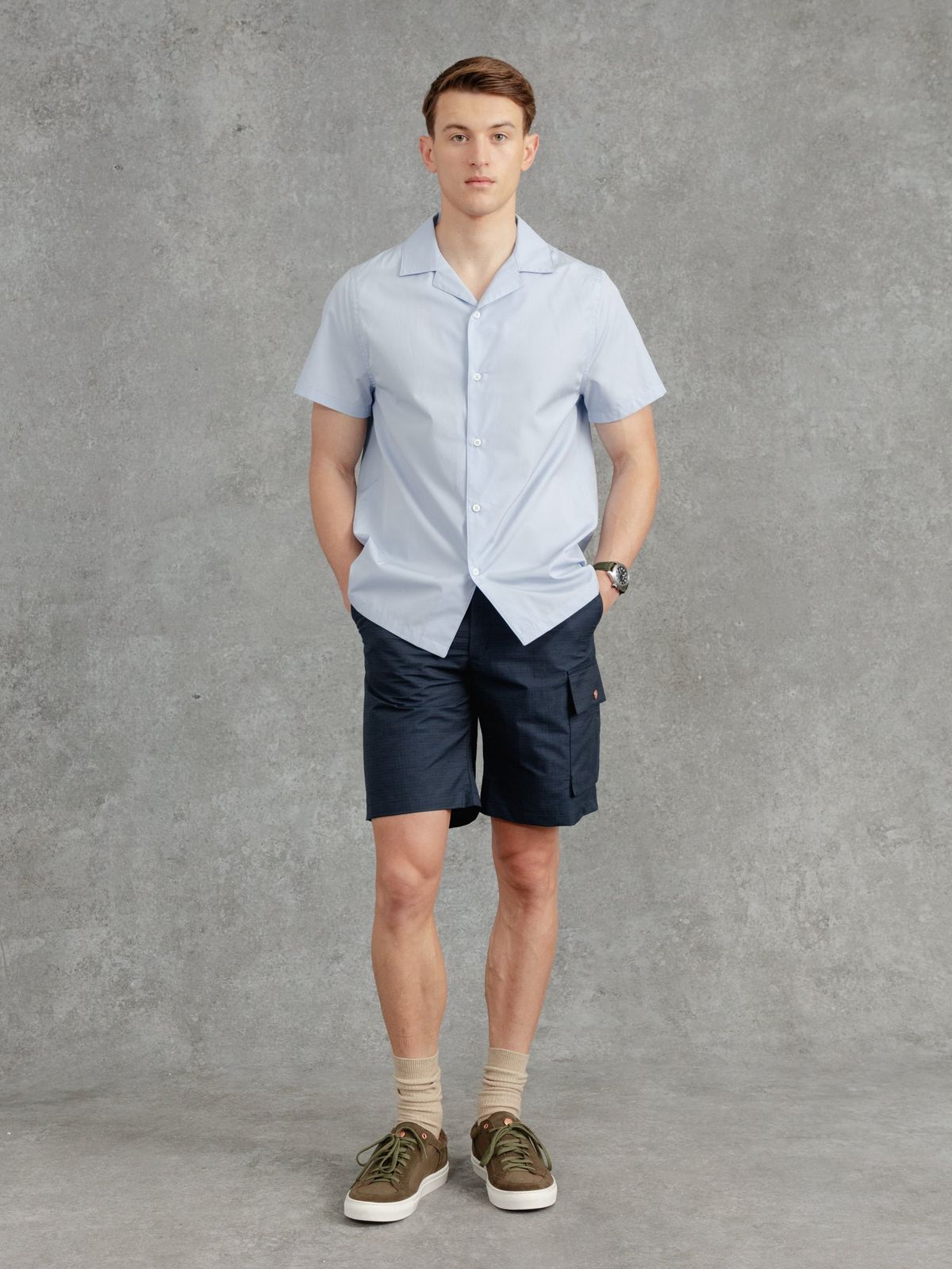 The Cotton Cuban Collar Shirt - Azure