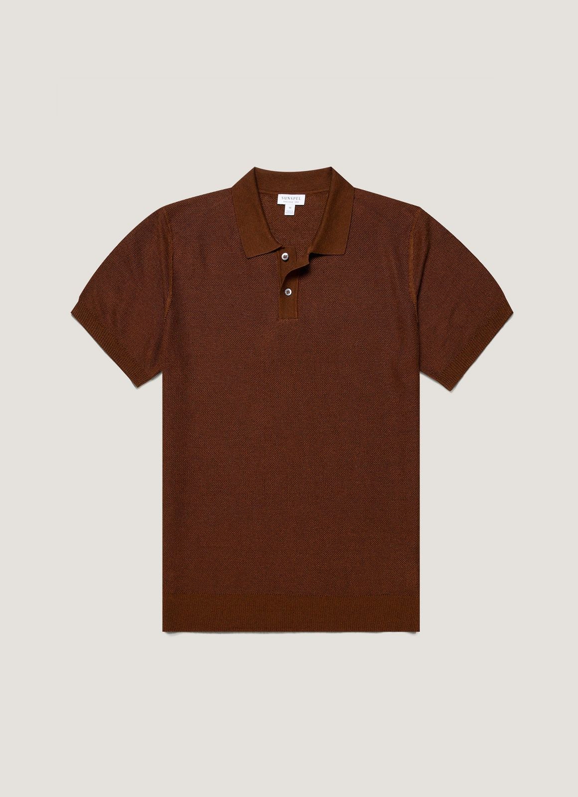 Men's Silk Linen Honeycomb Polo in Bronze