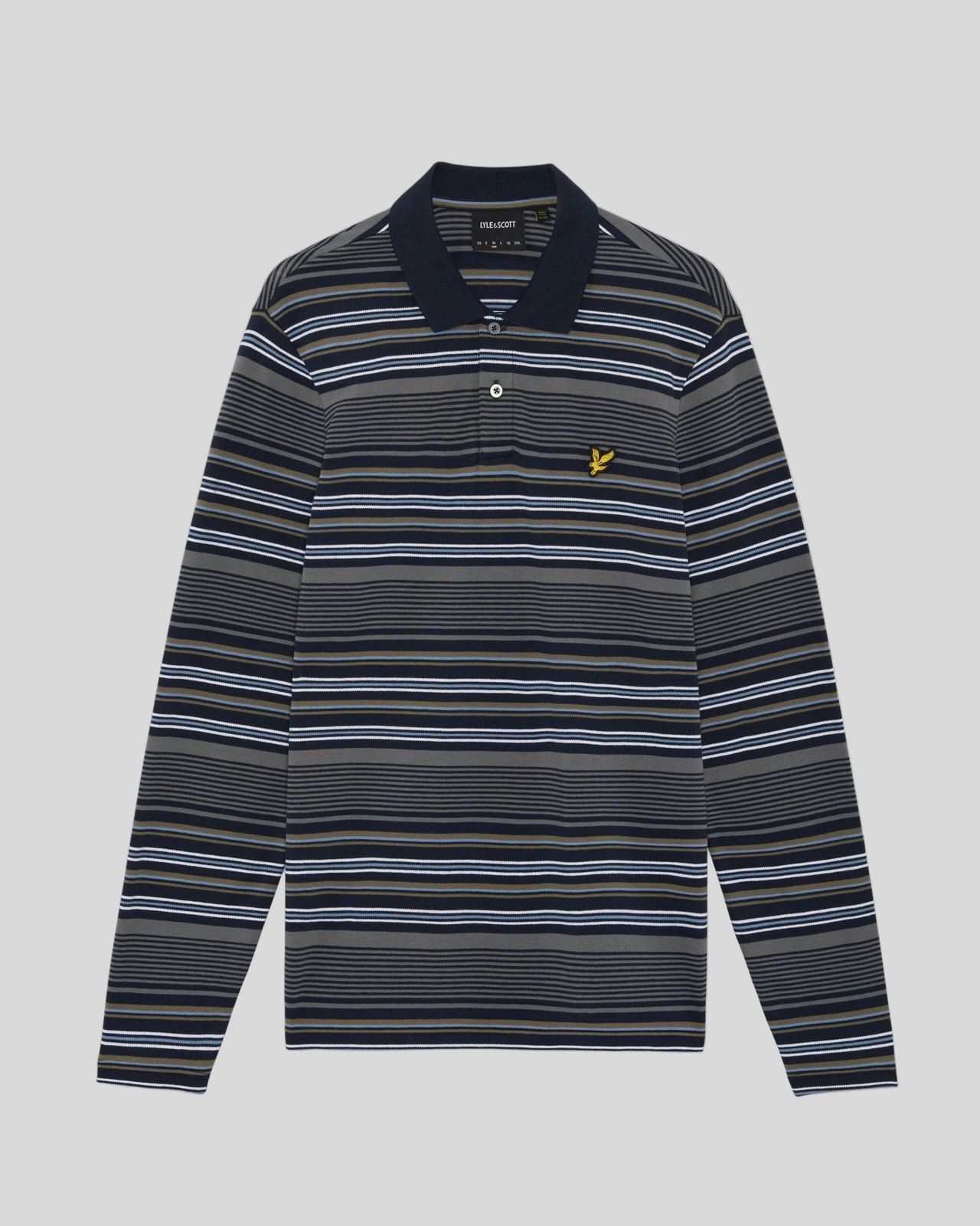 Multi Stripe Long Sleeve Polo Shirt