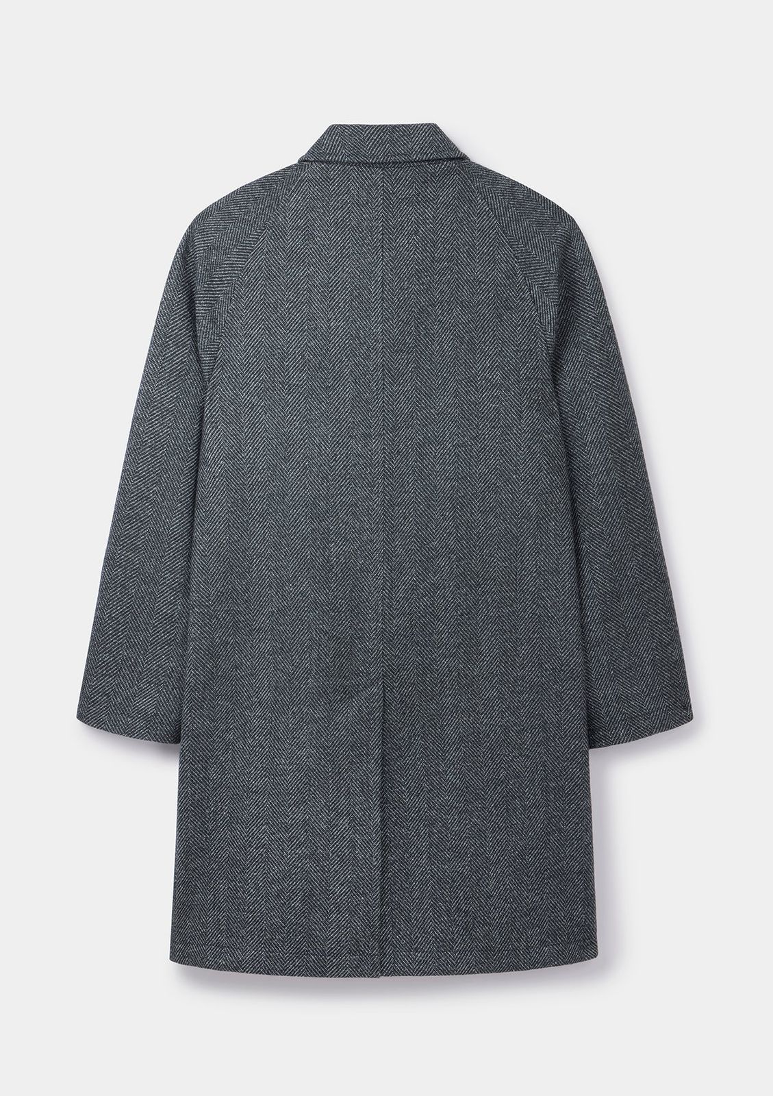 Graphite Herringbone Wool Raglan Overcoat