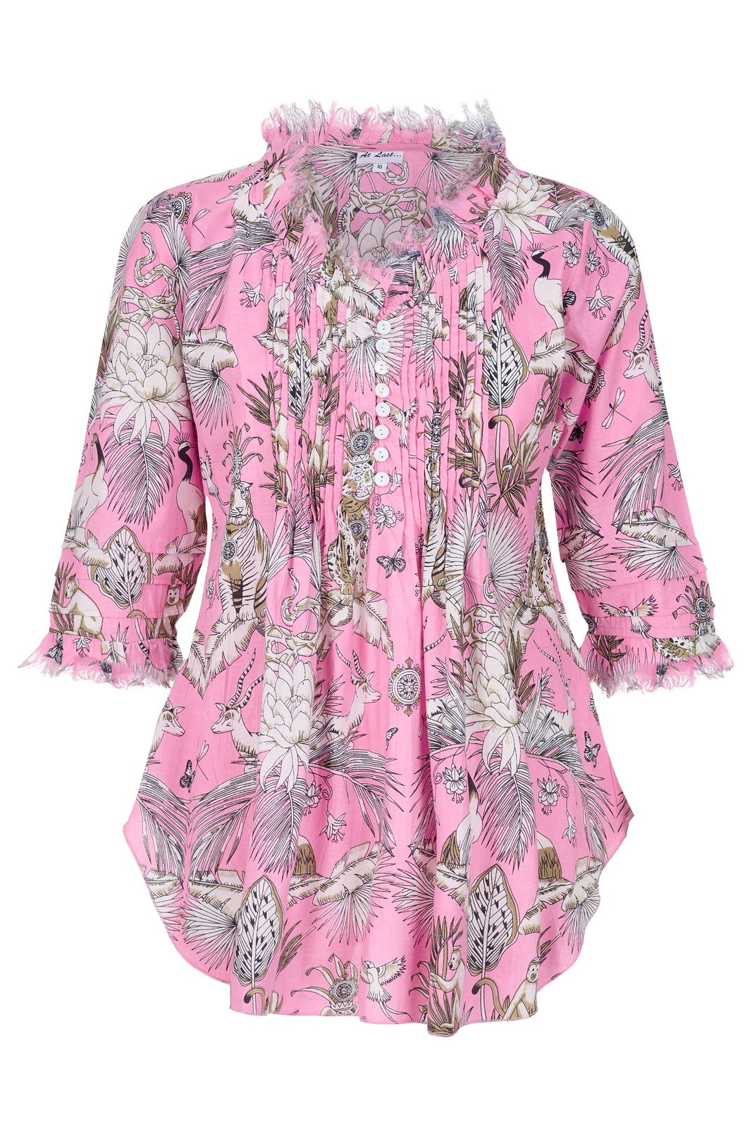 Sophie Cotton Shirt In Pink Tropical