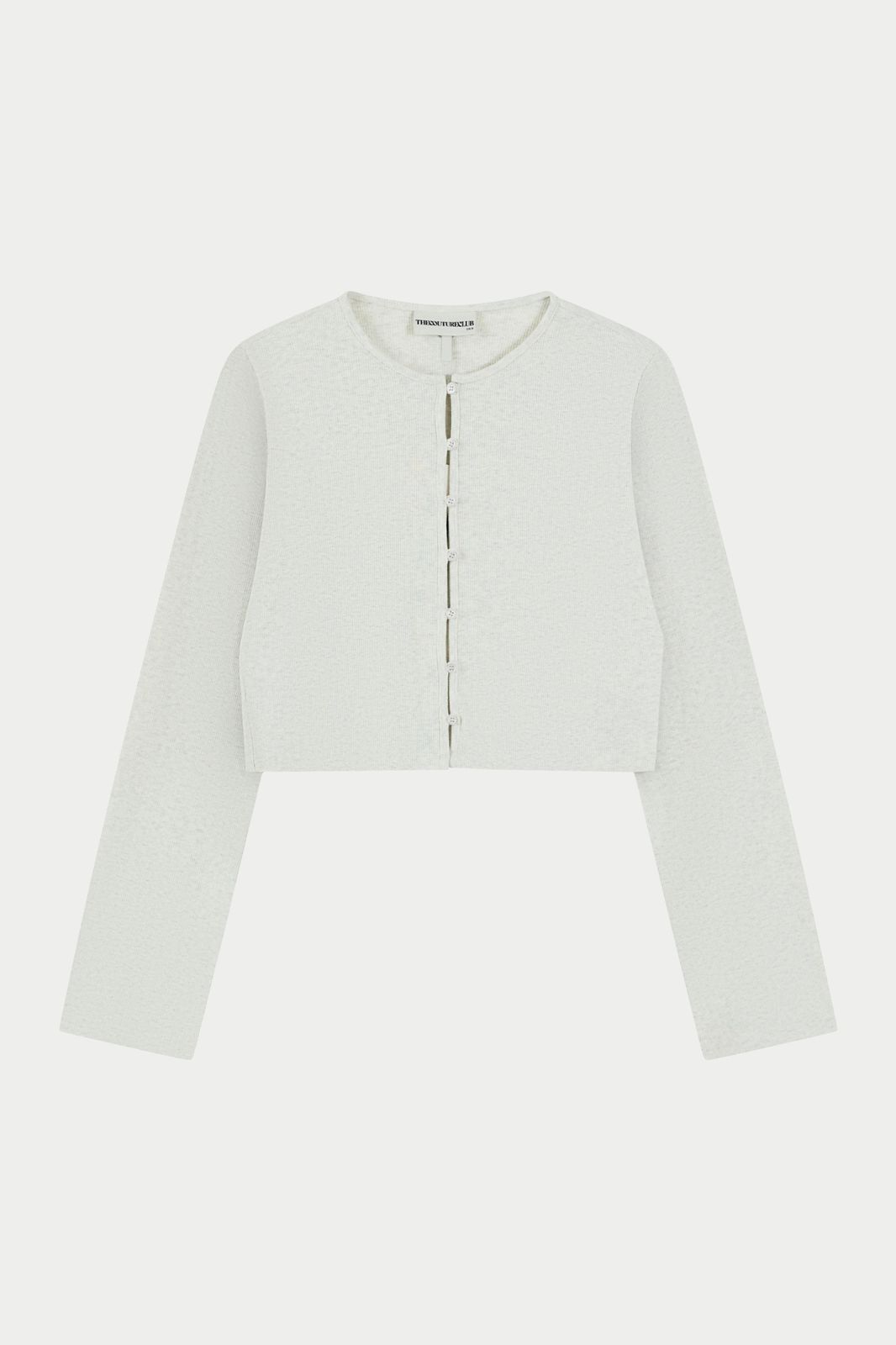 RIBBED BUTTON THROUGH TOP - GREY