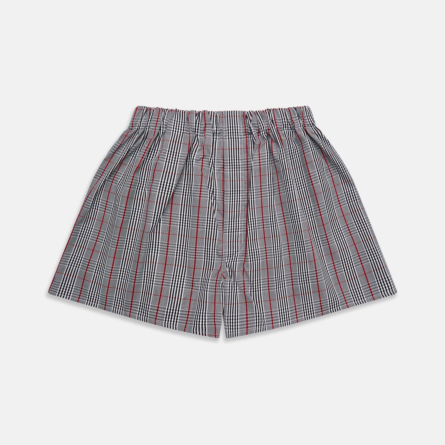 Black Prince of Wales Check Cotton Godfrey Boxer Shorts