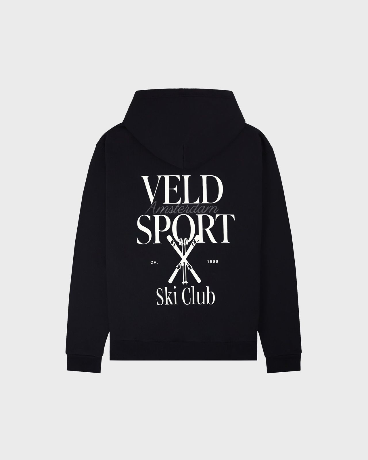 Jordaan Veld Sport Ski Club Hoodie | 100% Organic Cotton | Black, Heather Grey or Dark Forest