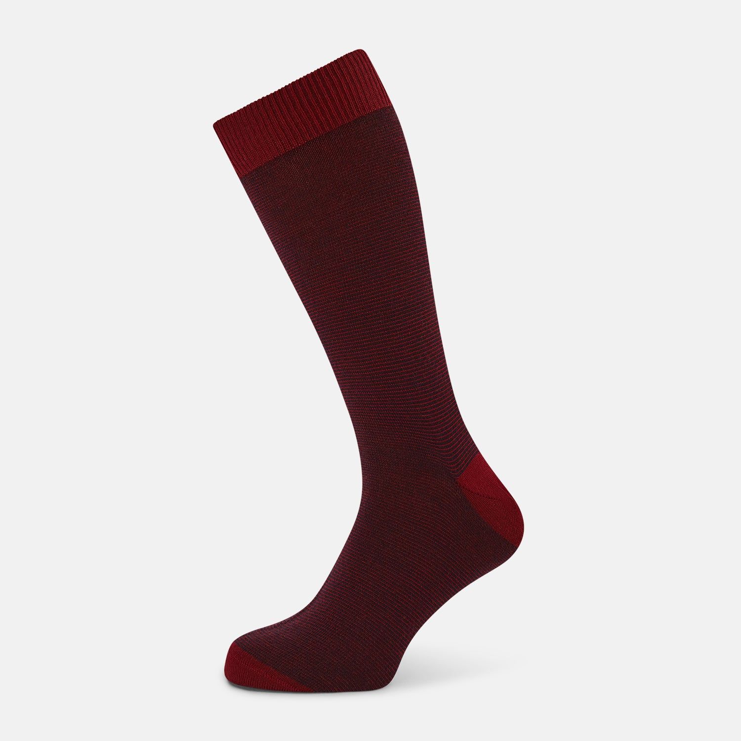 Burgundy and Red Stripe Wool Mid-length Socks