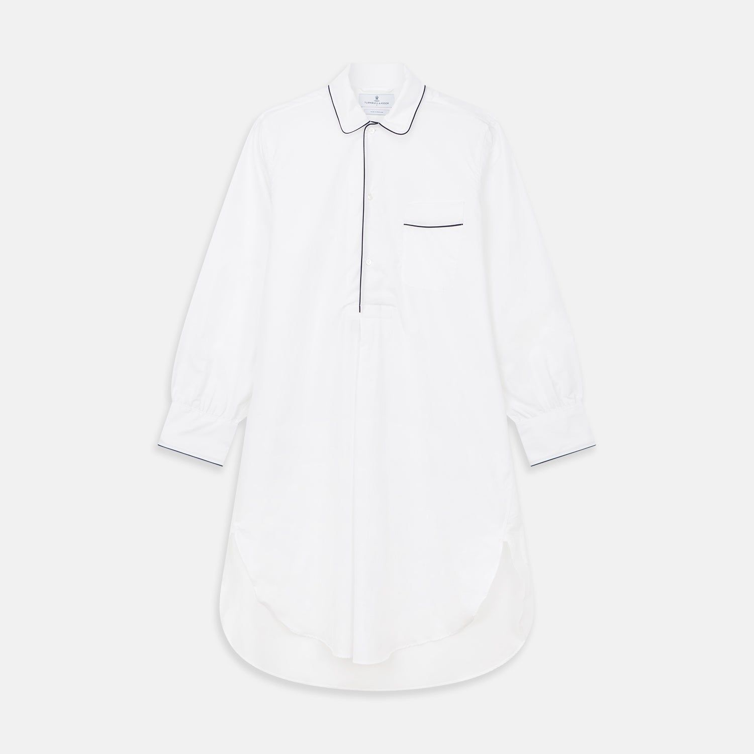 White Piped Cotton Nightshirt