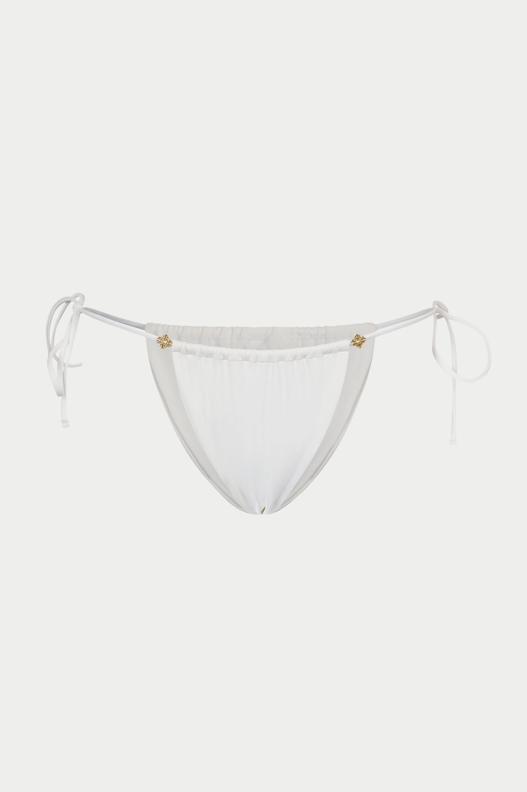 SIDE TIE EMBLEM BIKINI BOTTOMS - WHITE