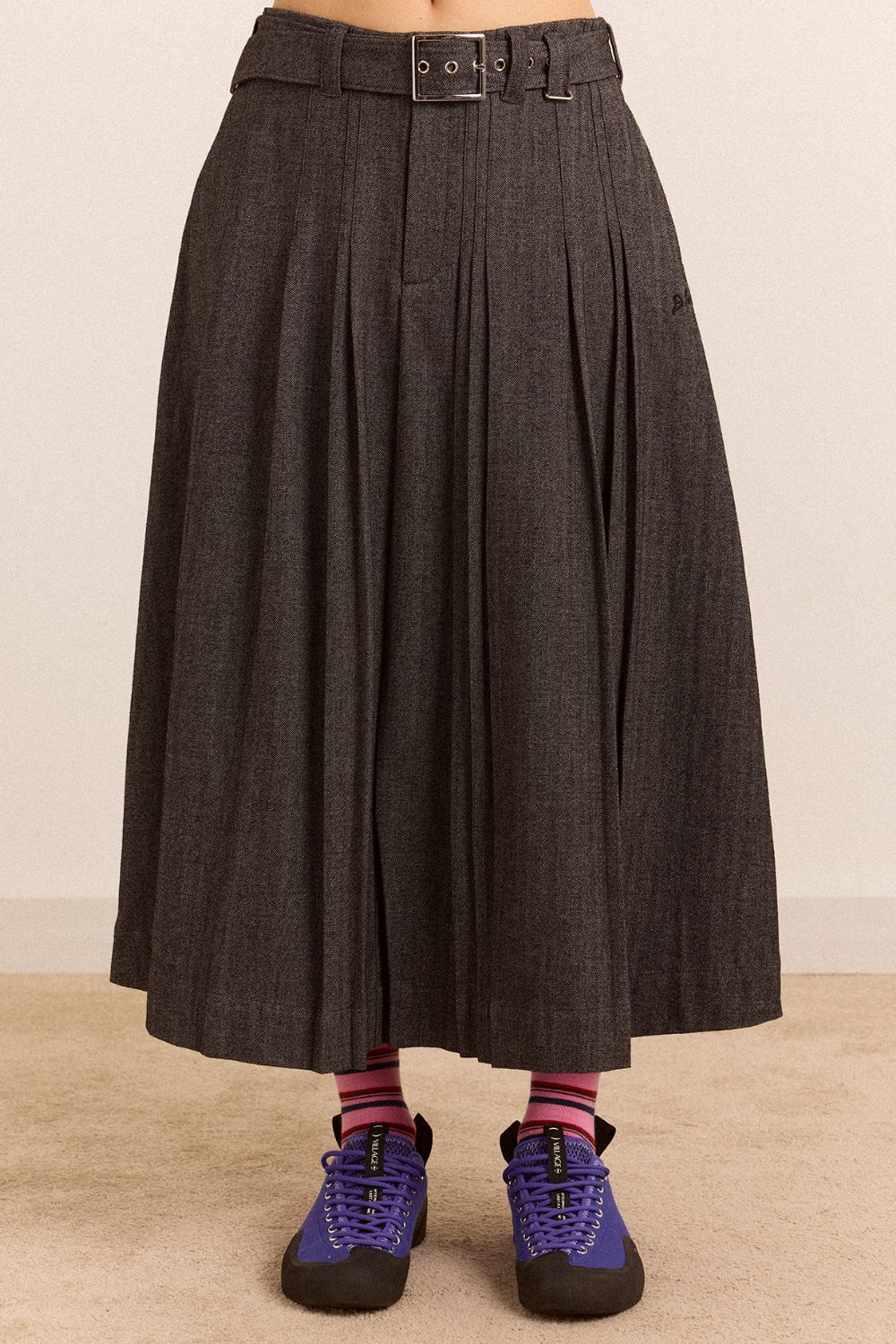 Leisl Midi Pleated Skirt - Tailored Herringbone