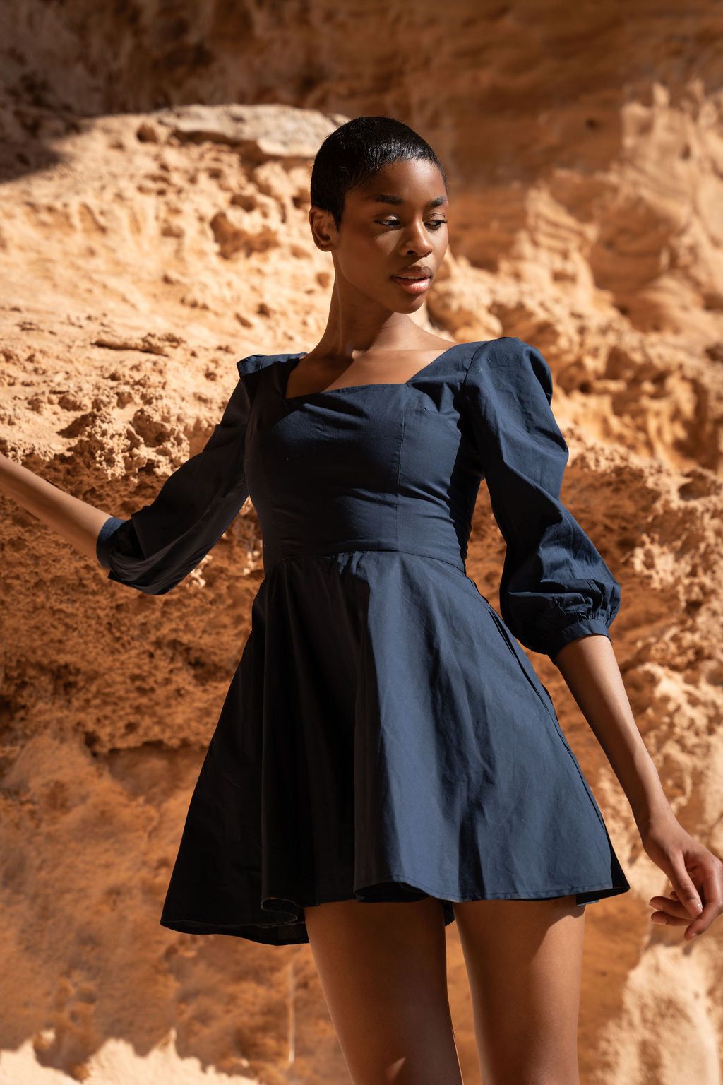 The Organic Cotton Playsuit in Navy