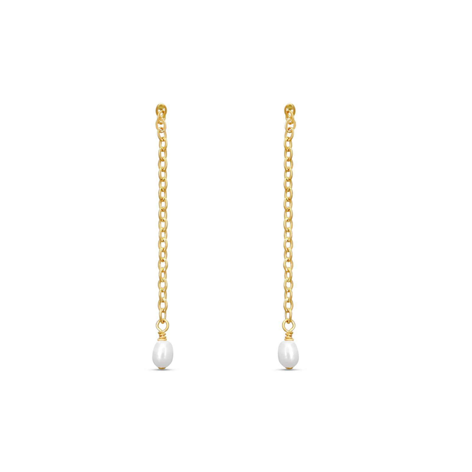 Iris Long Pearl Drop Earrings