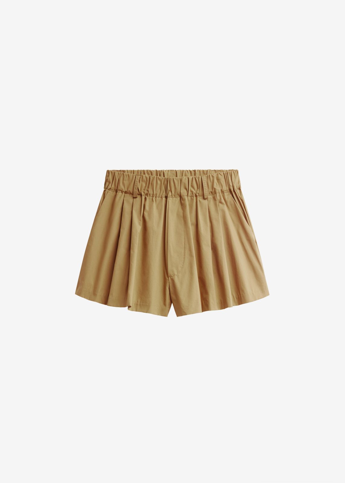 Castalia Cotton Gathered Shorts - Camel