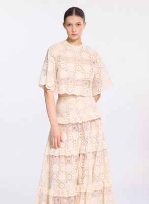 Cotton Embroidered Macramé Top