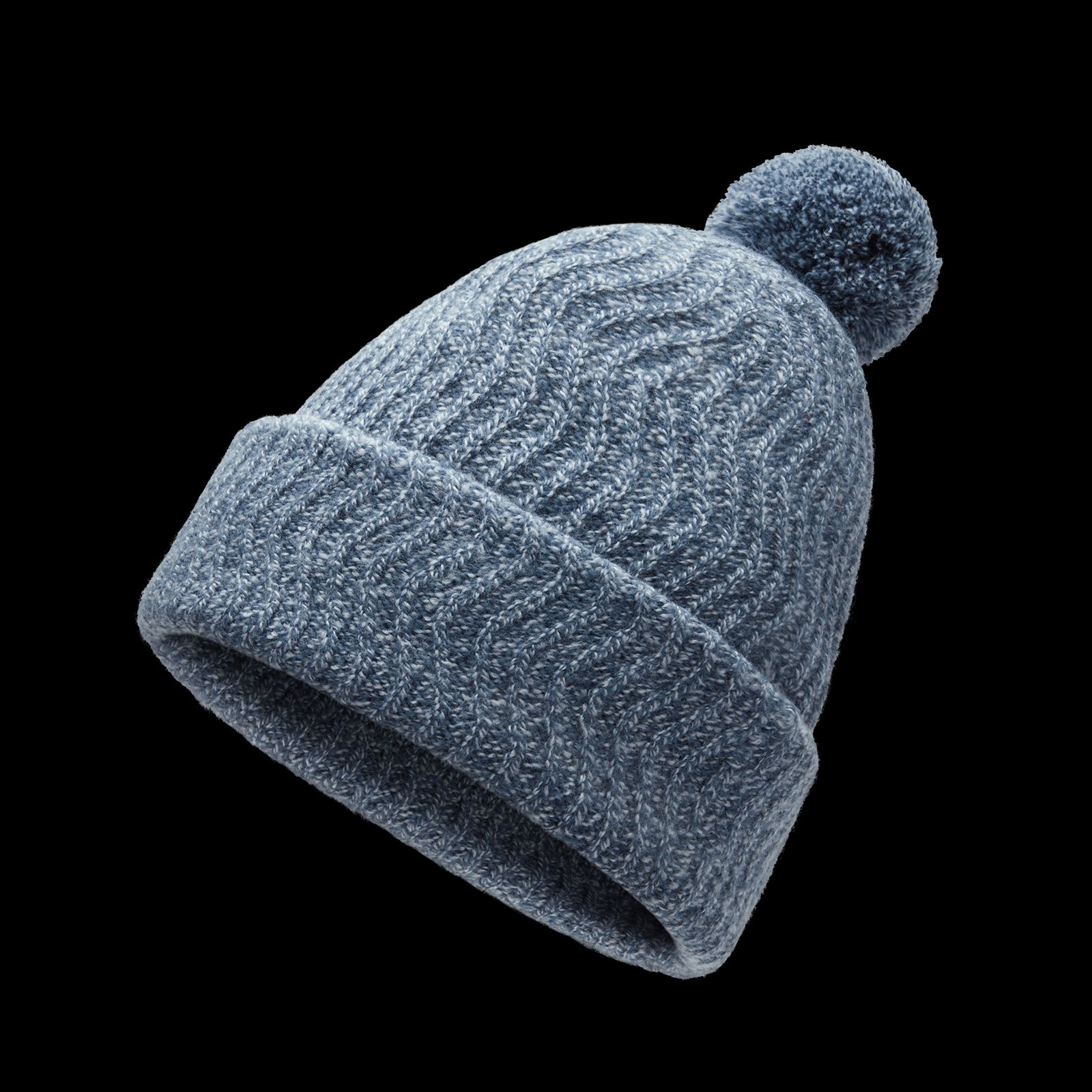 The Pom Beanie - Blue Grey Marl