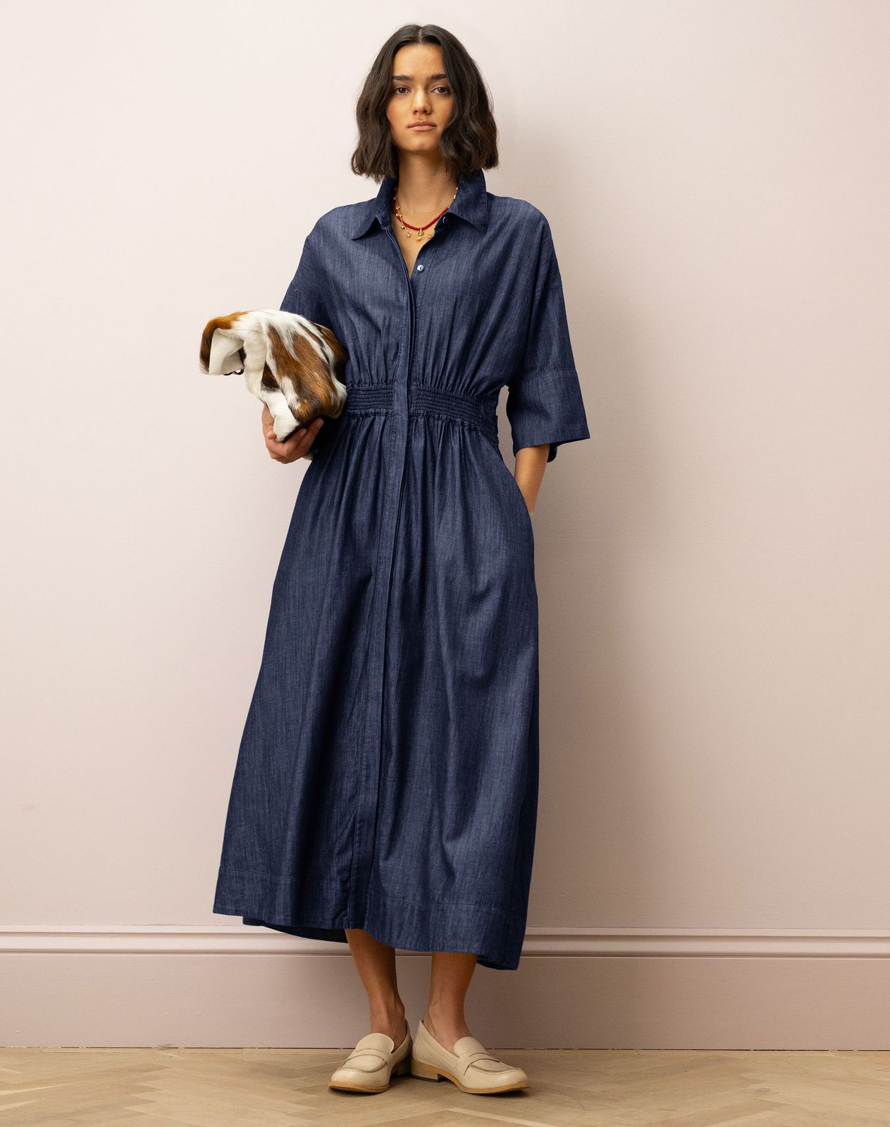 Cotton Denim Shirt Dress