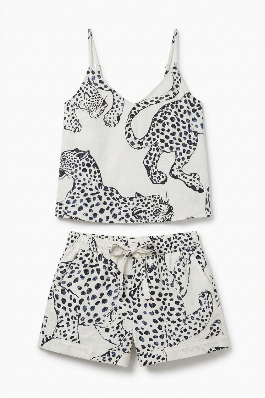 Cami Top And Shorts Set The Jag Print Cream